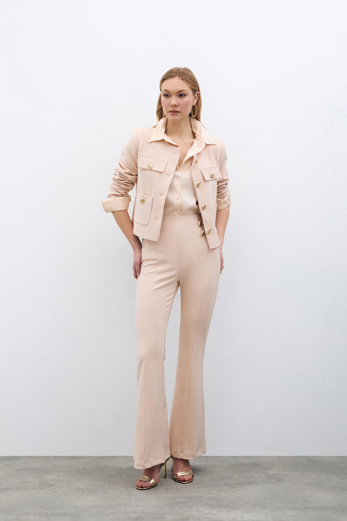 İspanyol Paça Pantolon - BEJ