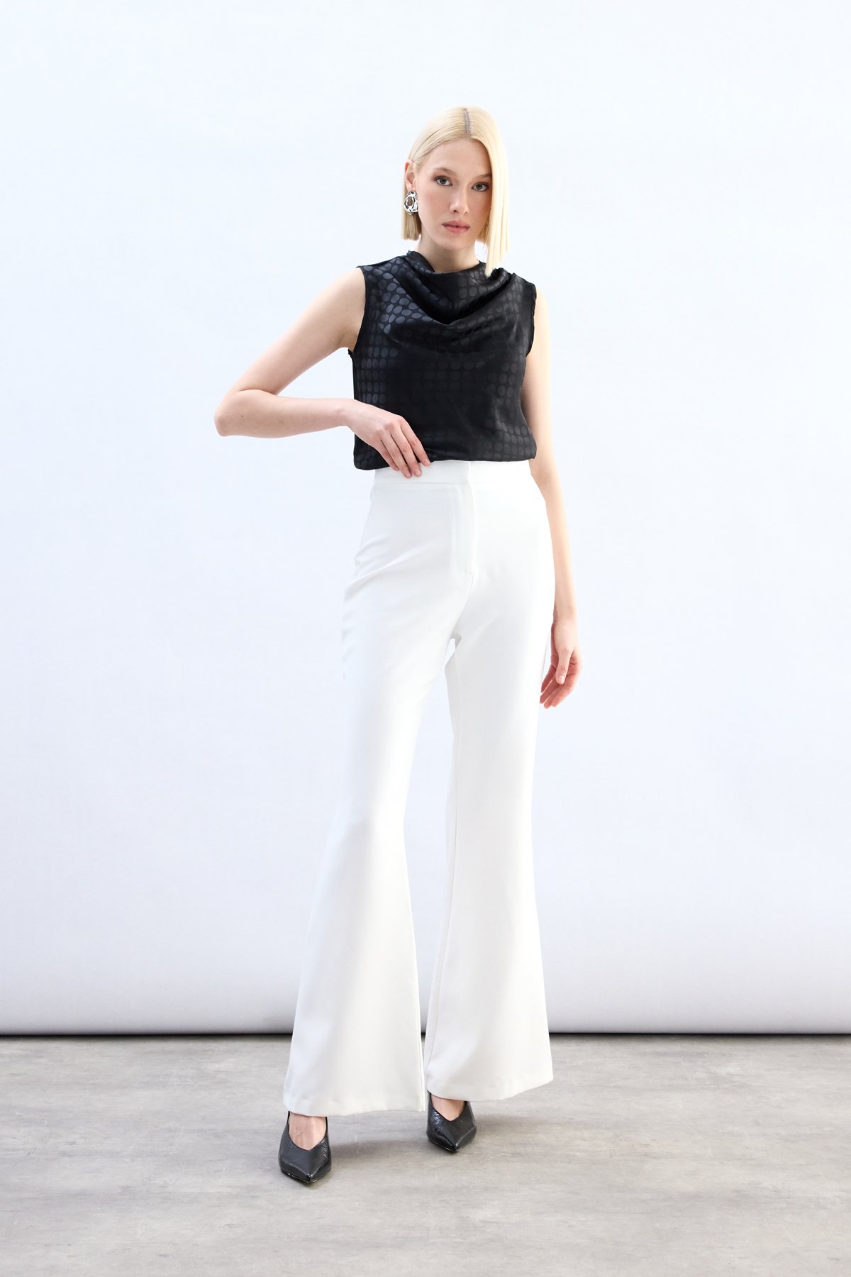 İspanyol Paça Pantolon - Ekru