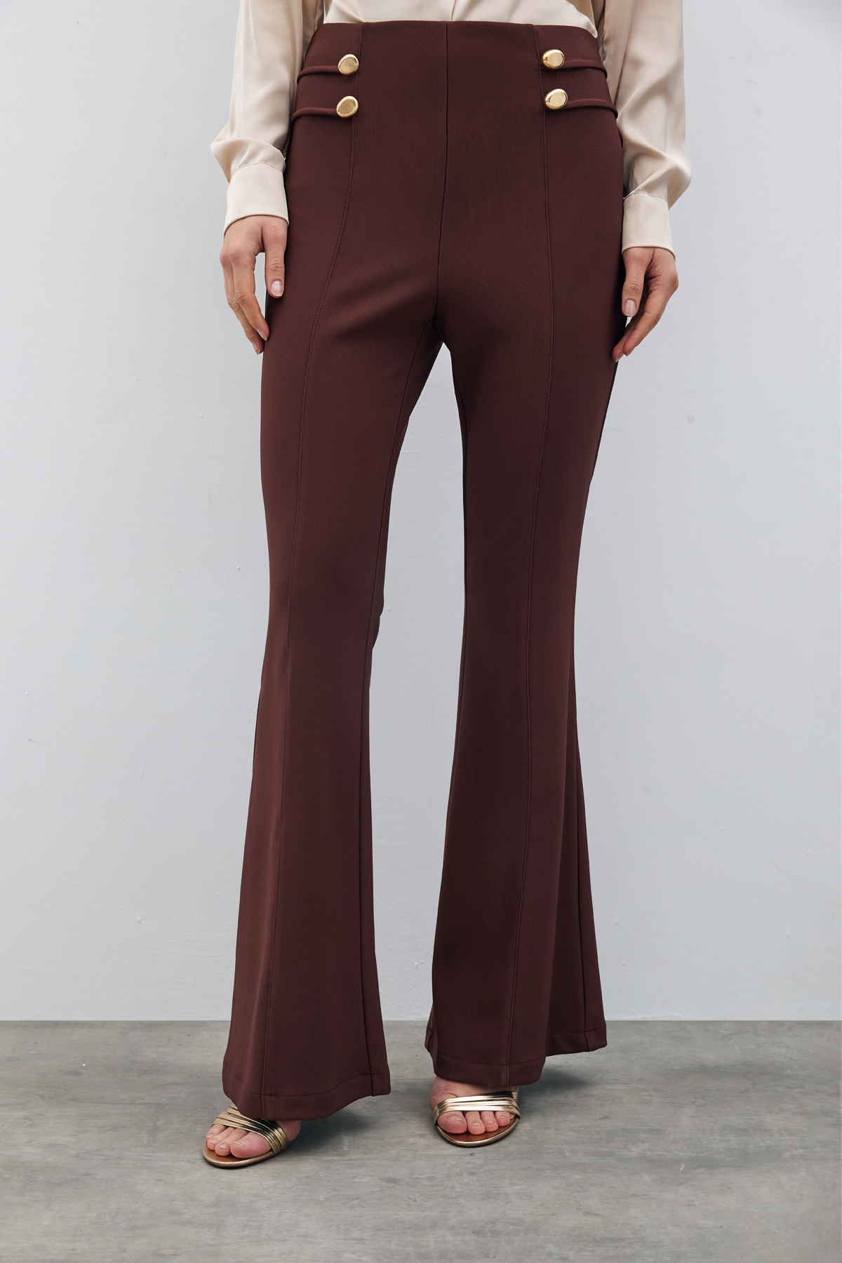 İspanyol Paça Pantolon - KAHVE