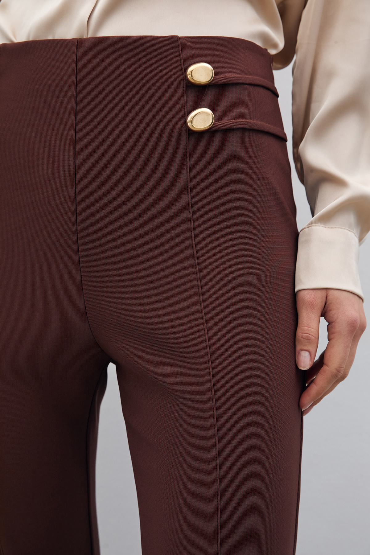 İspanyol Paça Pantolon - KAHVE