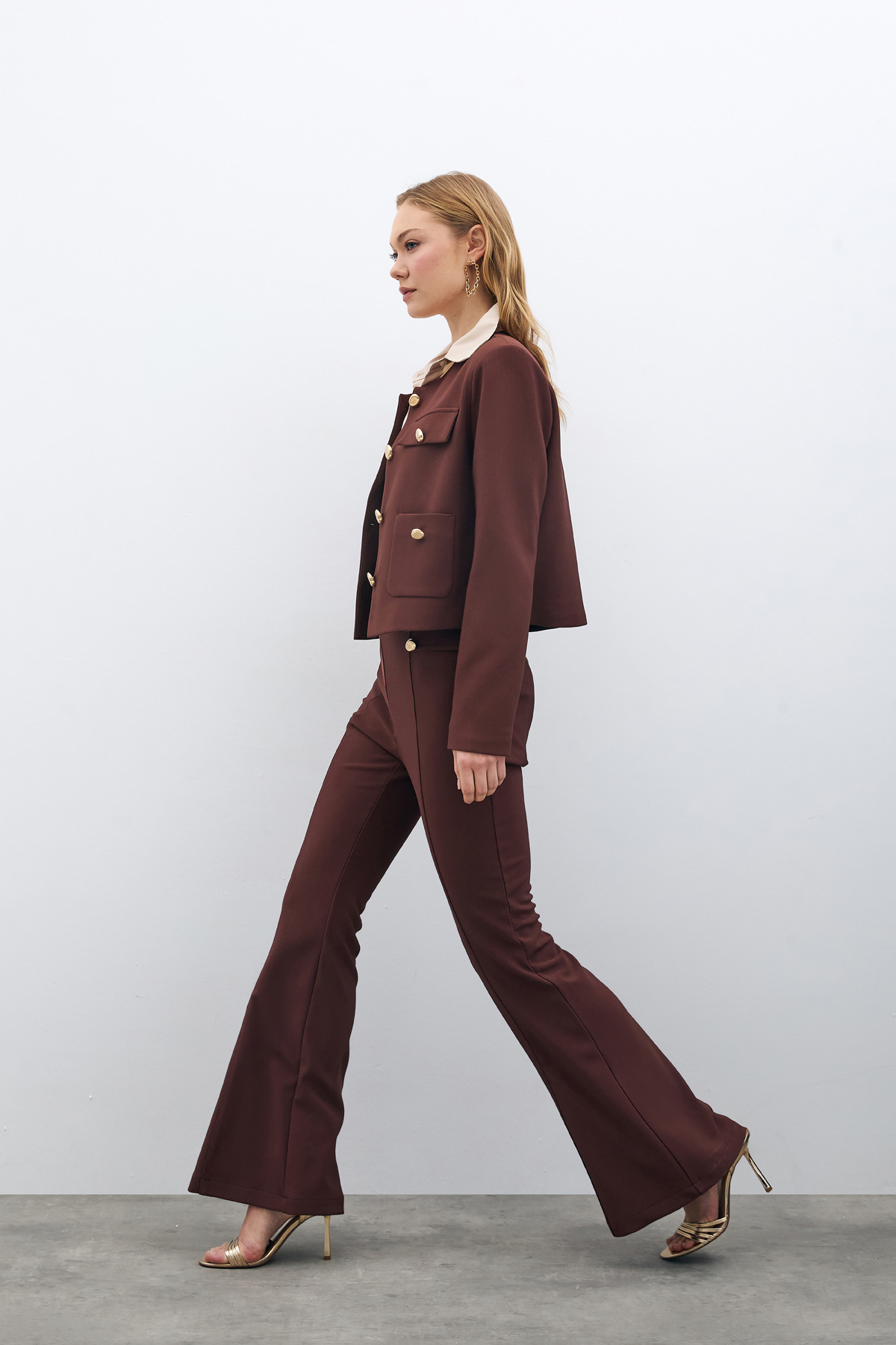 İspanyol Paça Pantolon - KAHVE