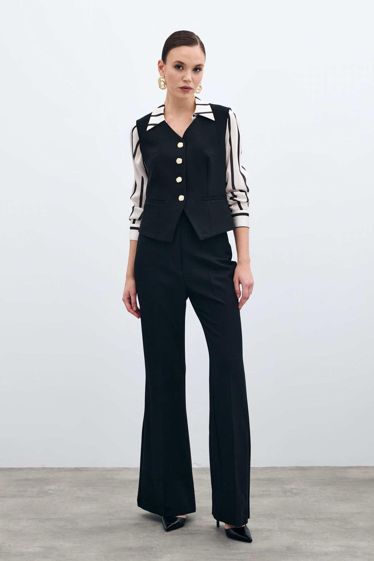 İspanyol Paça Pantolon - Siyah