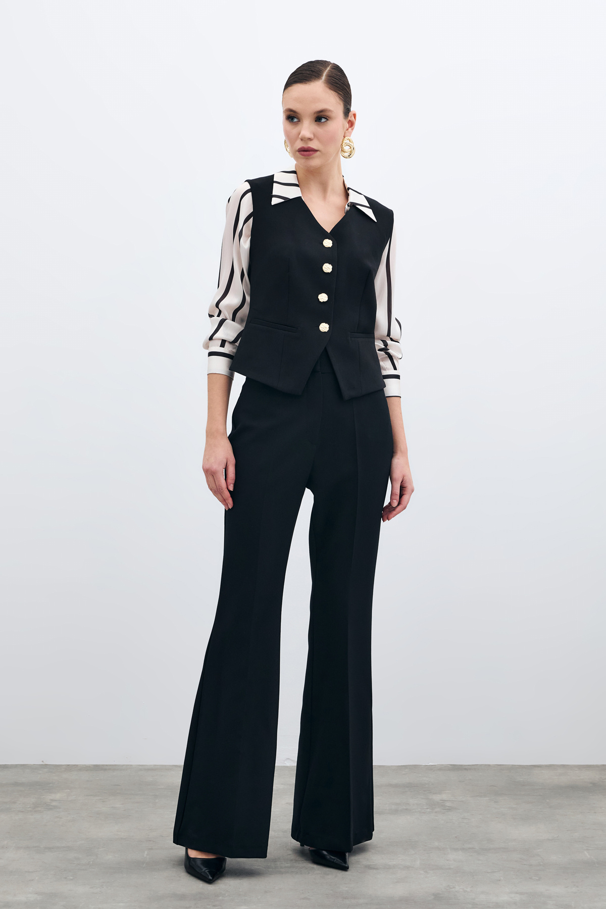 İspanyol Paça Pantolon - Siyah