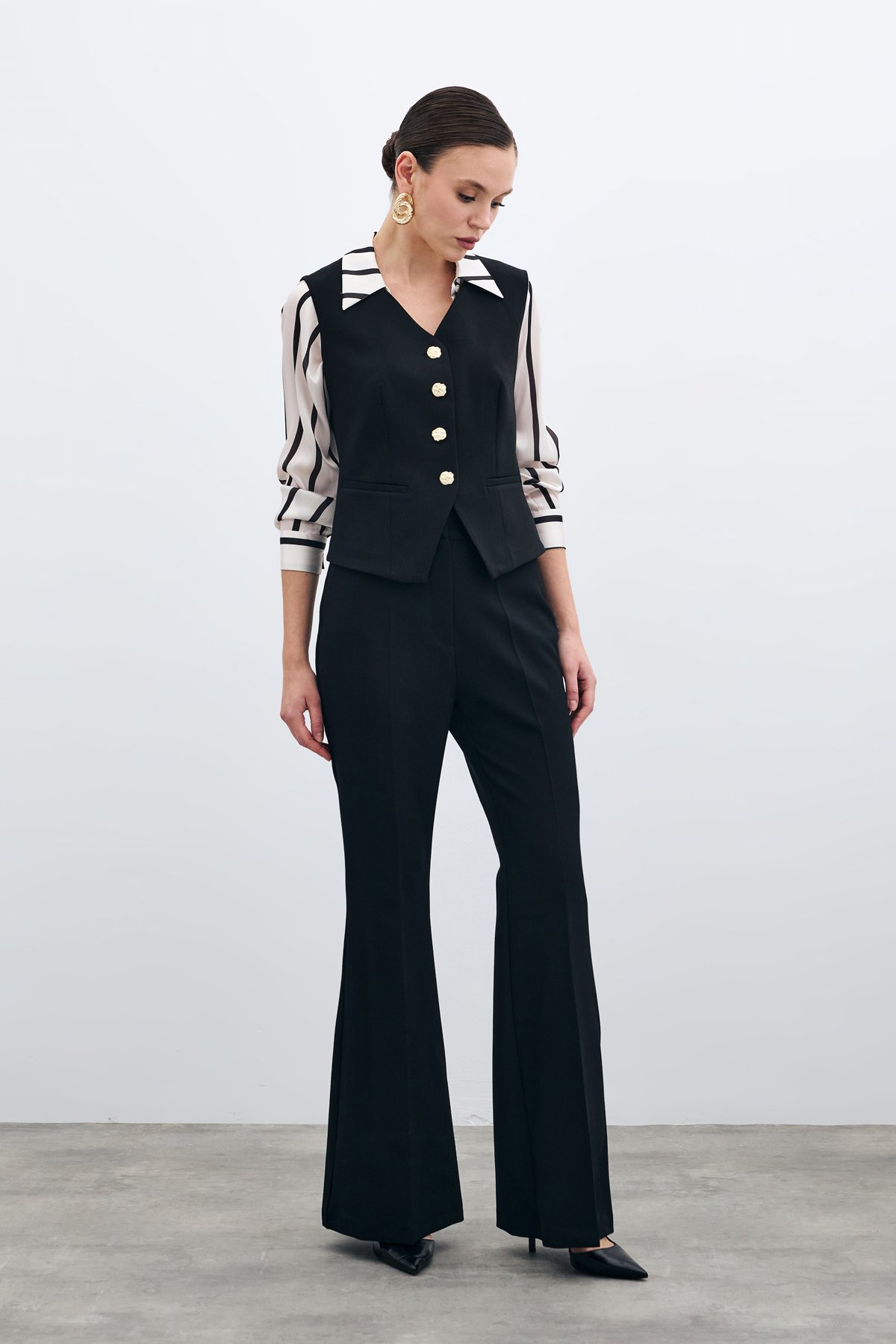 İspanyol Paça Pantolon - Siyah