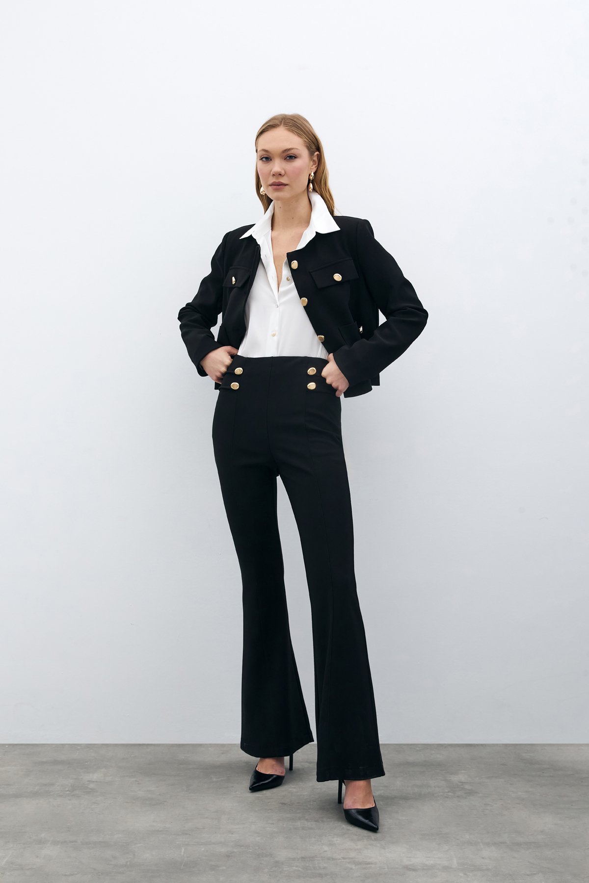 İspanyol Paça Pantolon - SİYAH