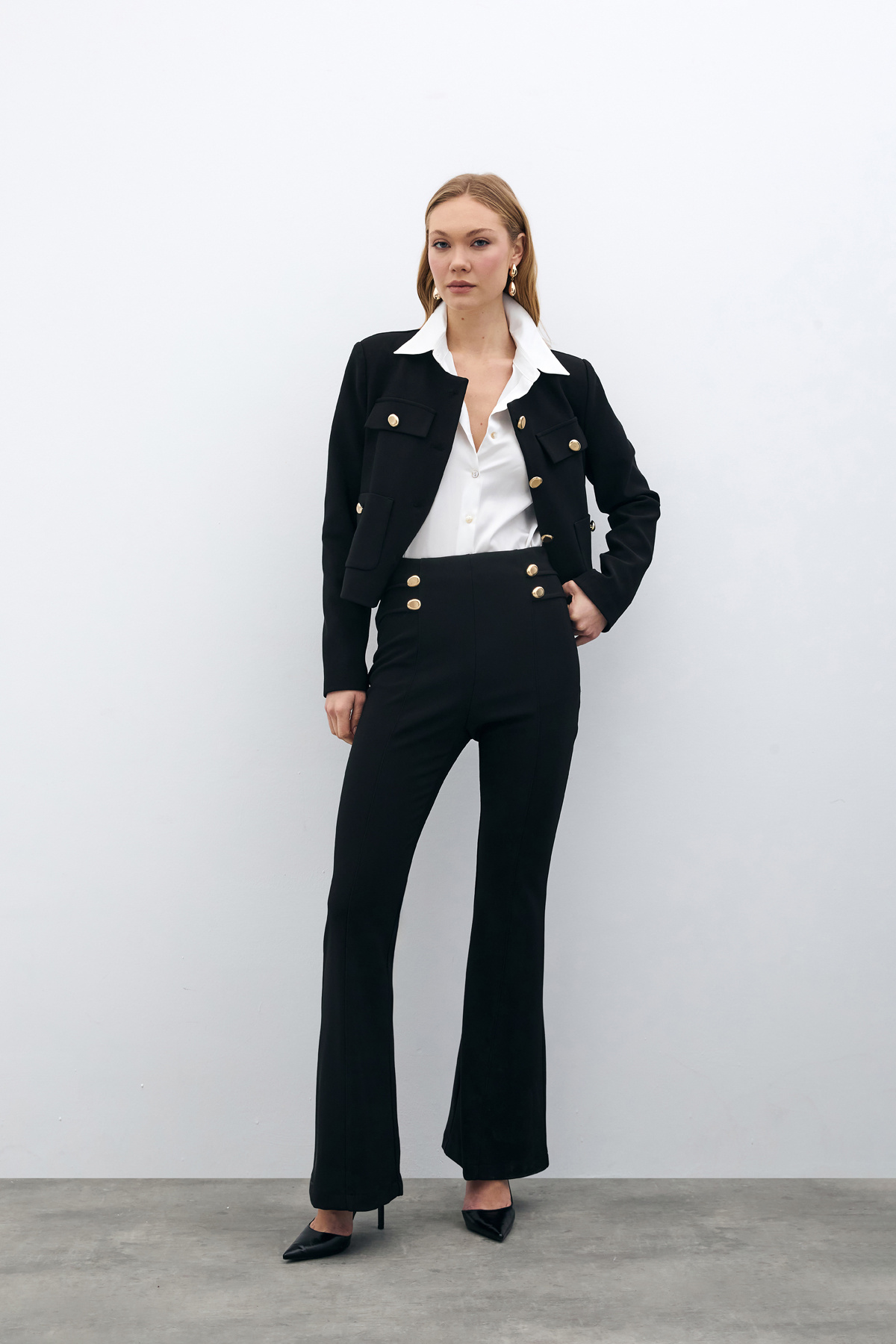 İspanyol Paça Pantolon - SİYAH