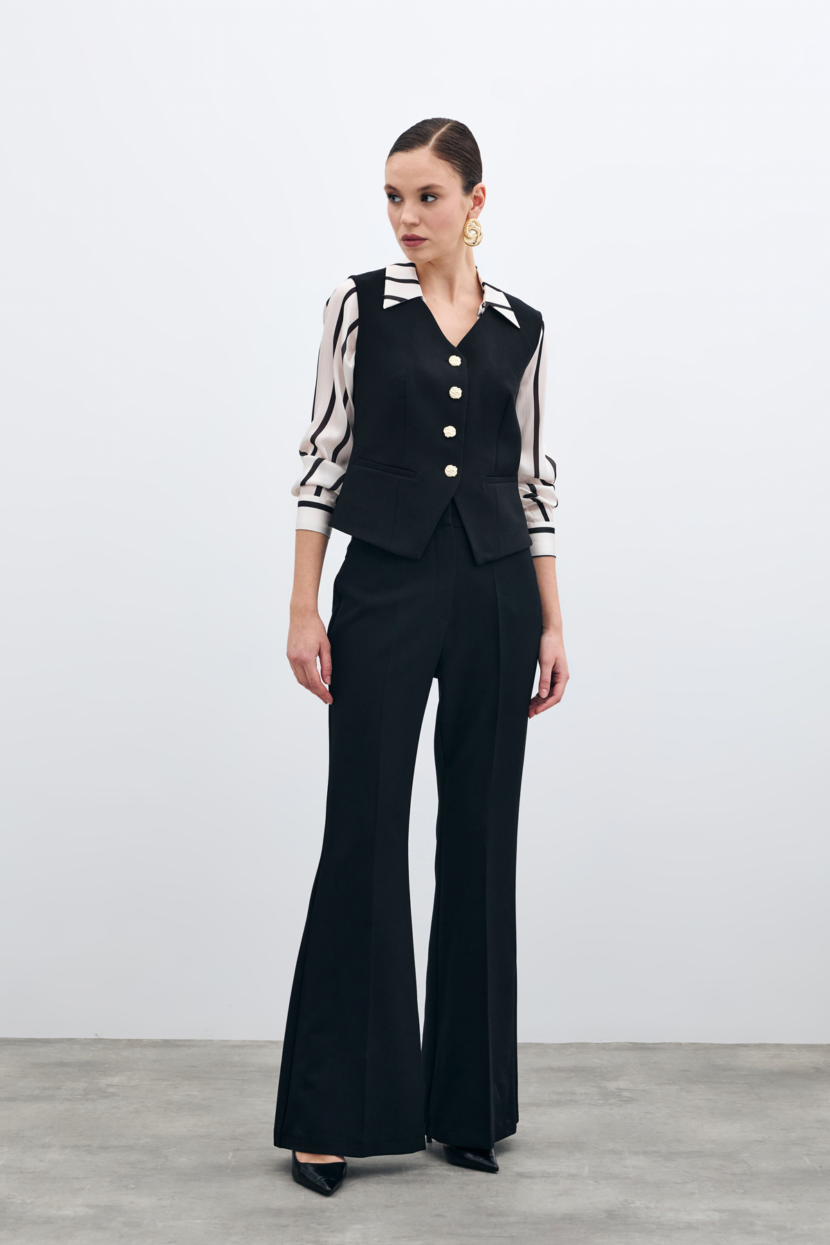 İspanyol Paça Pantolon - Siyah