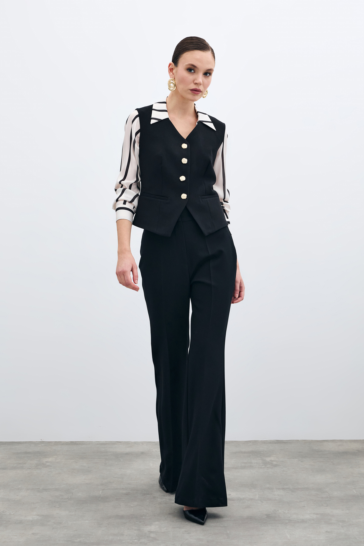 İspanyol Paça Pantolon - Siyah