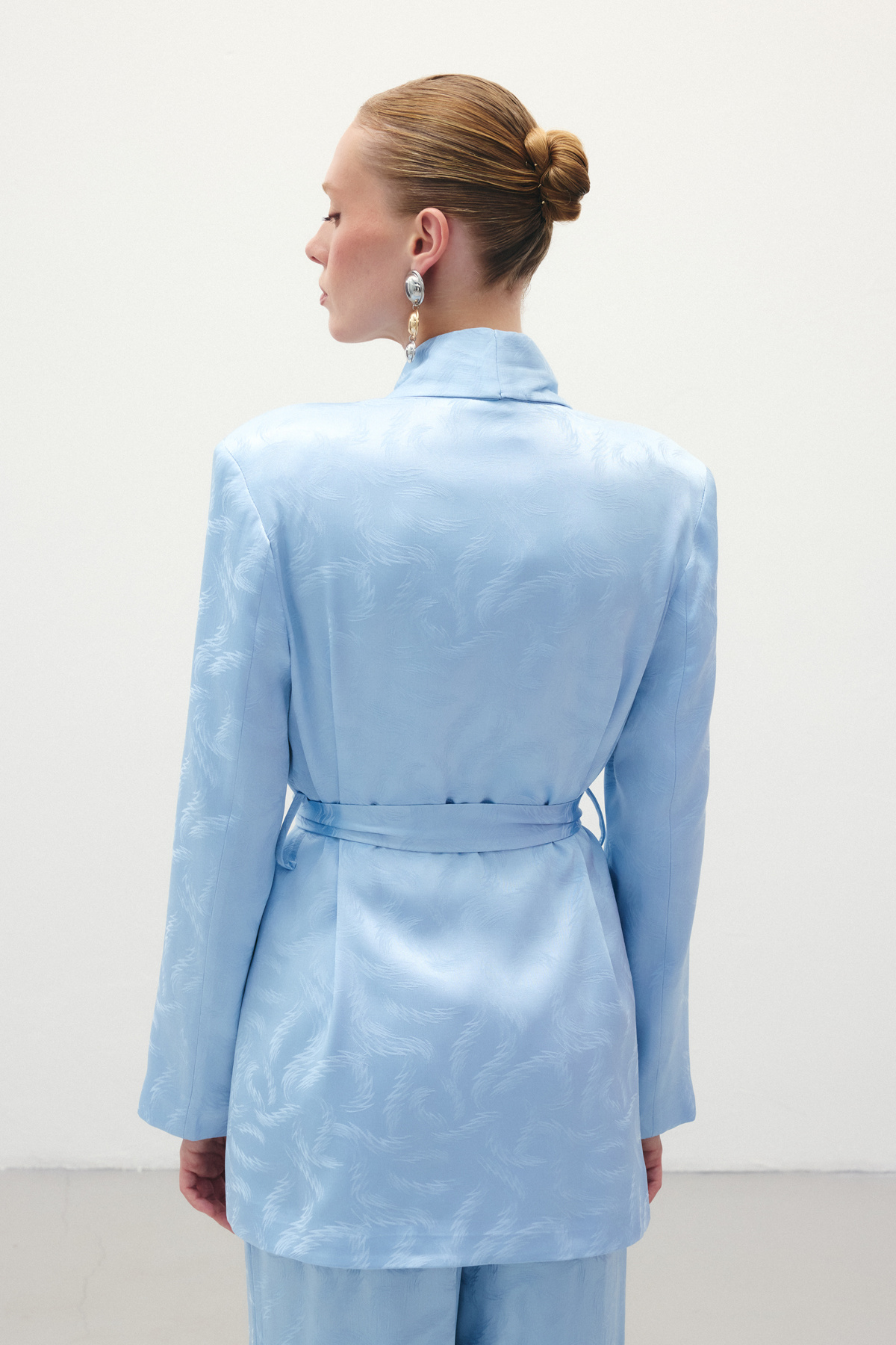 Jakar Saten Ceket - Mavi