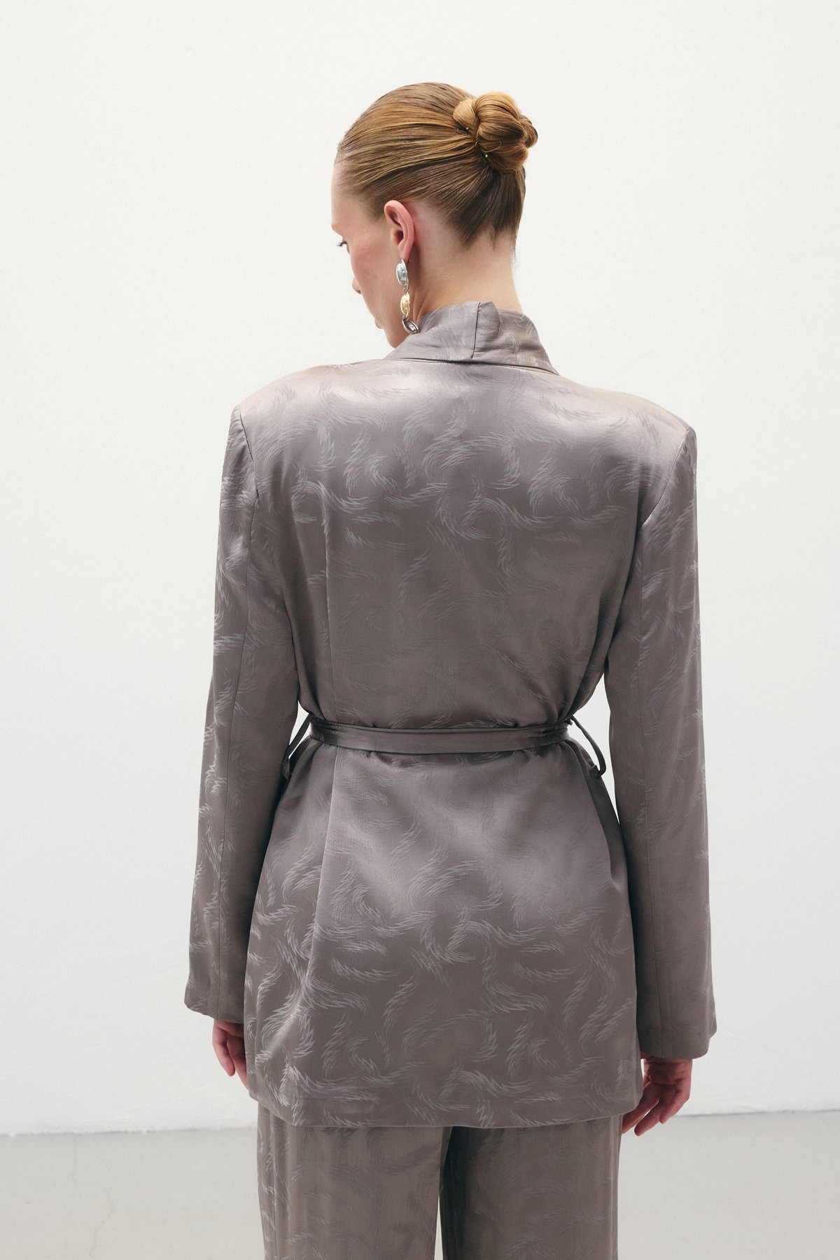 Jakar Saten Ceket - Vizon