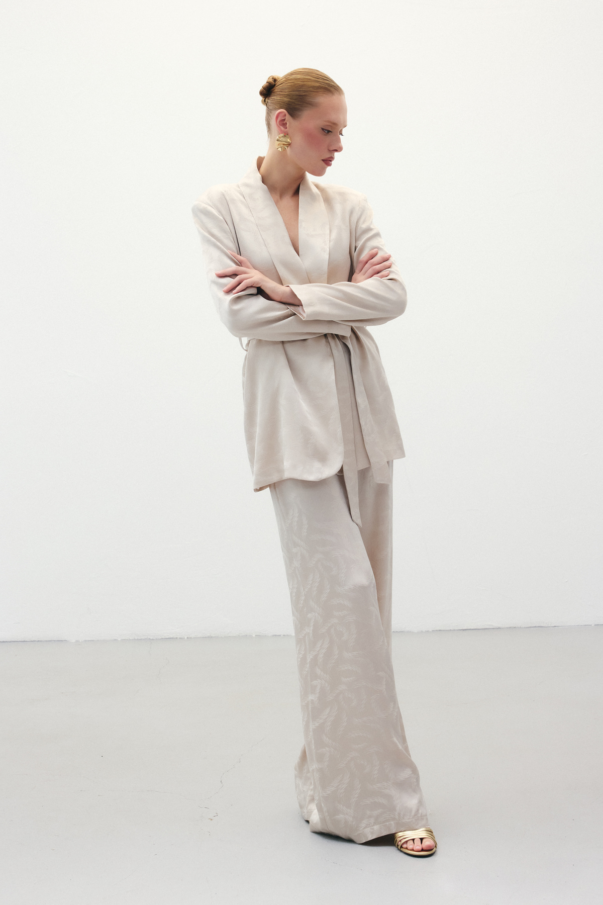 Jakar Saten Pantolon - Bej