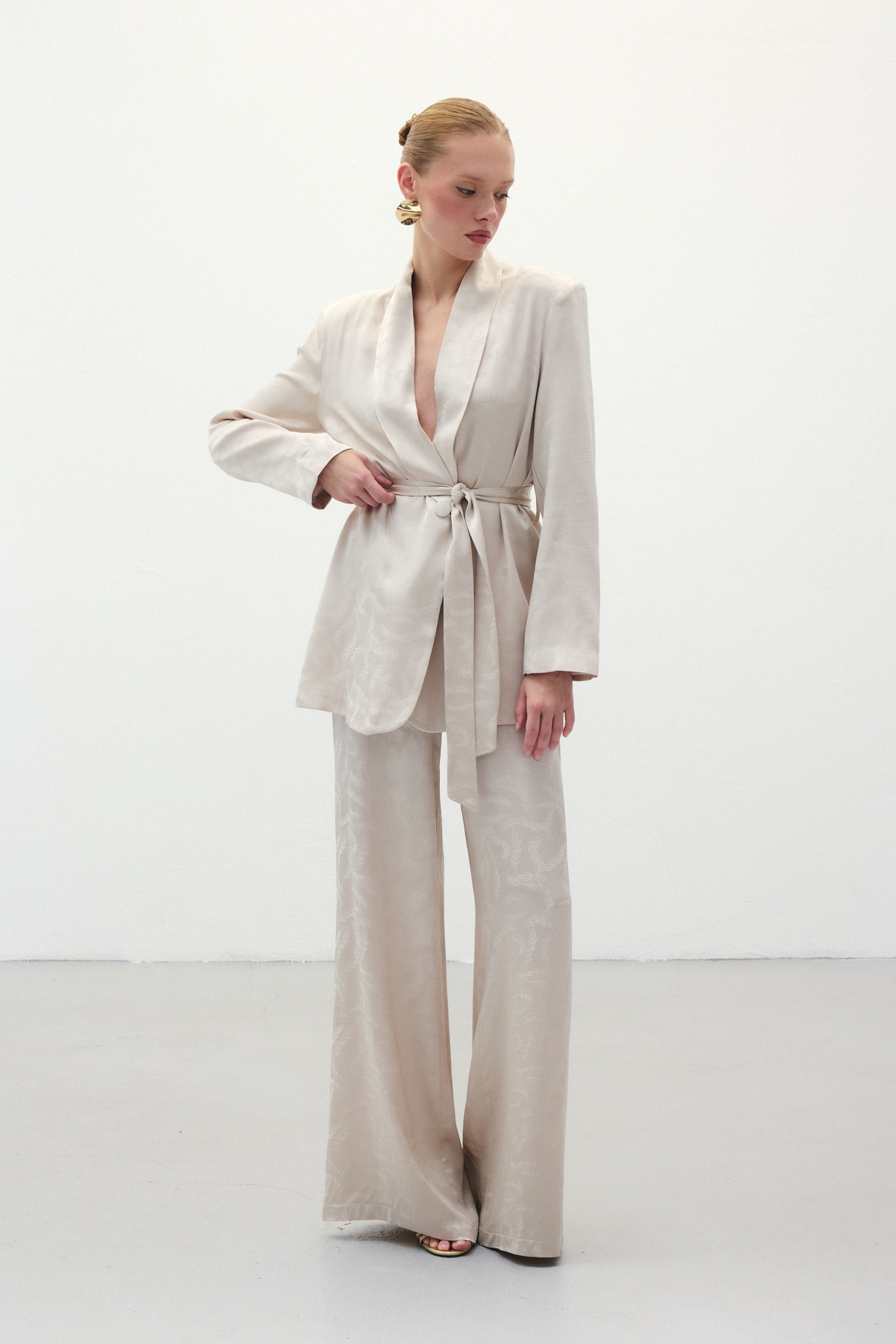 Jakar Saten Pantolon - Bej