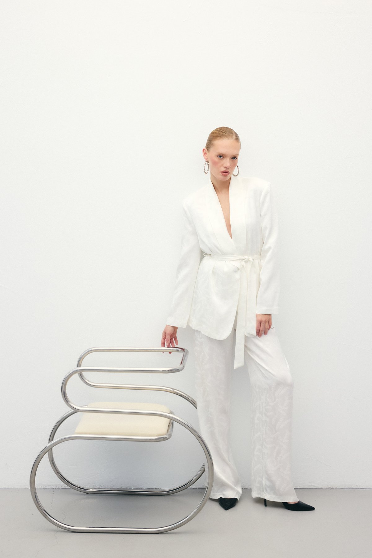 Jakar Saten Pantolon - Ekru