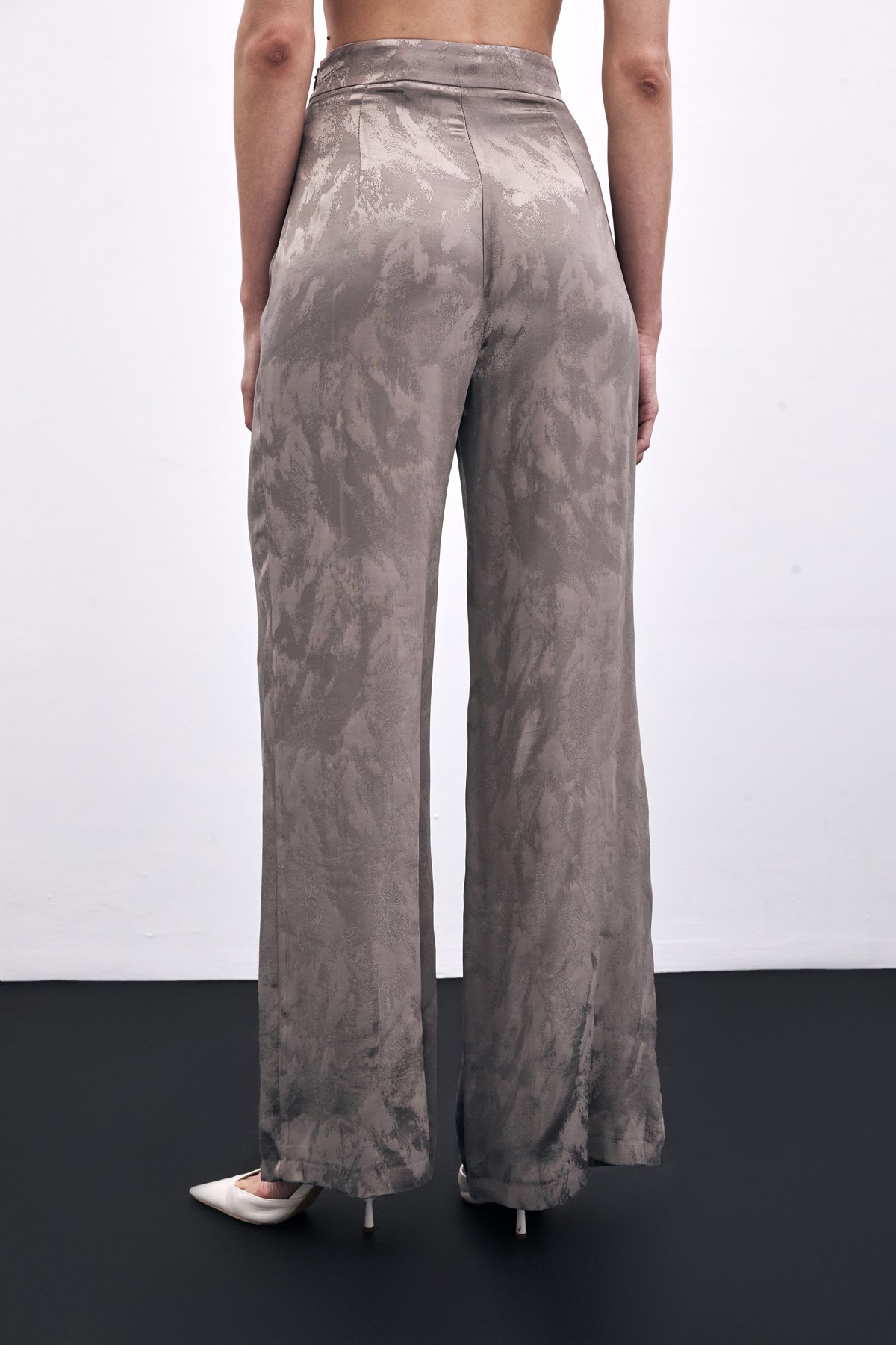 Jakarlı Bol Paça Pantolon - Vizon