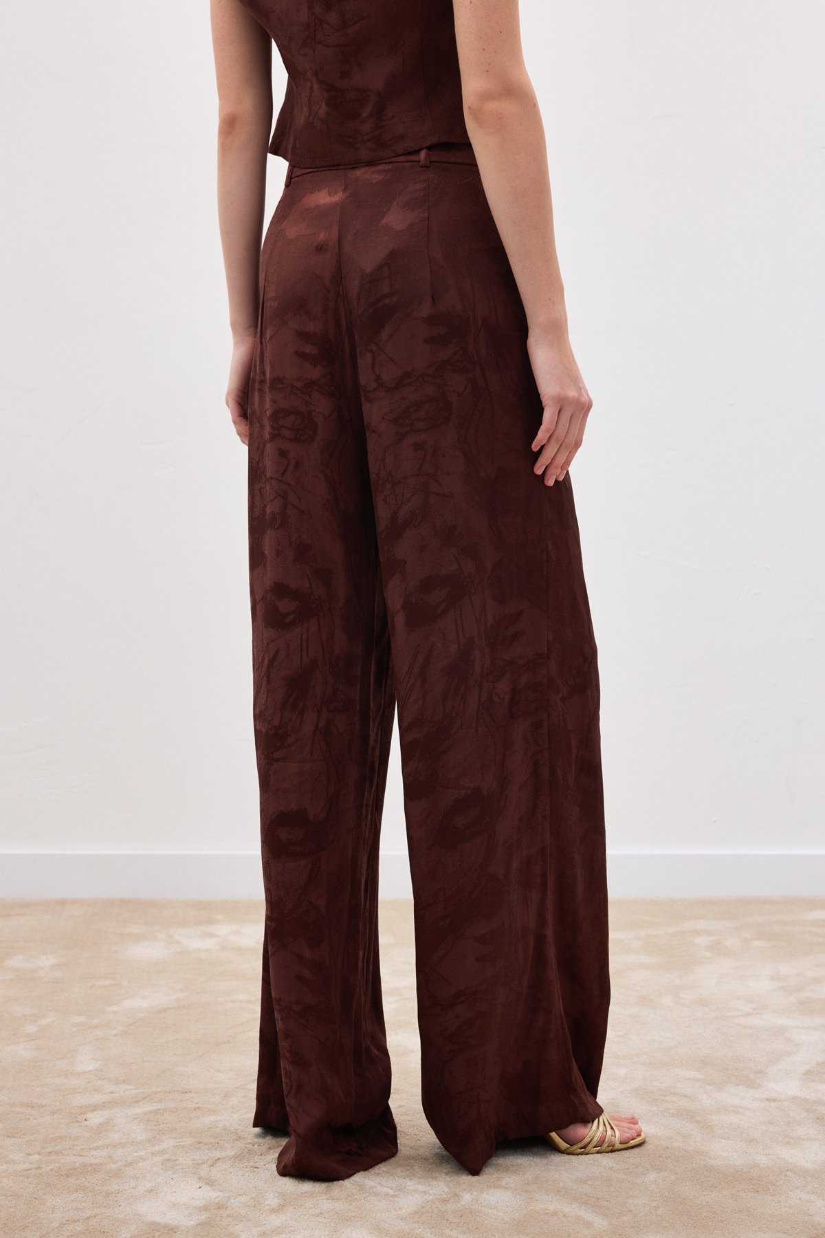 Jakarlı Bol Pantolon - Kahve