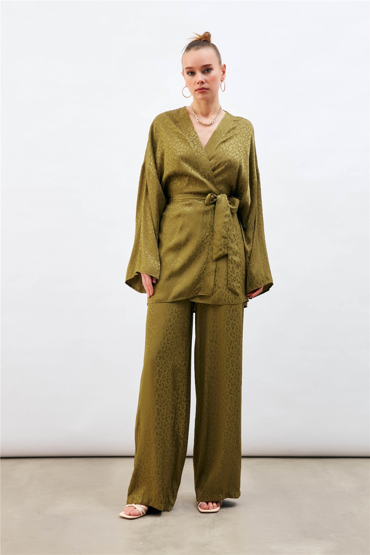 Jakarlı Leopar Pantolon - HAKİ