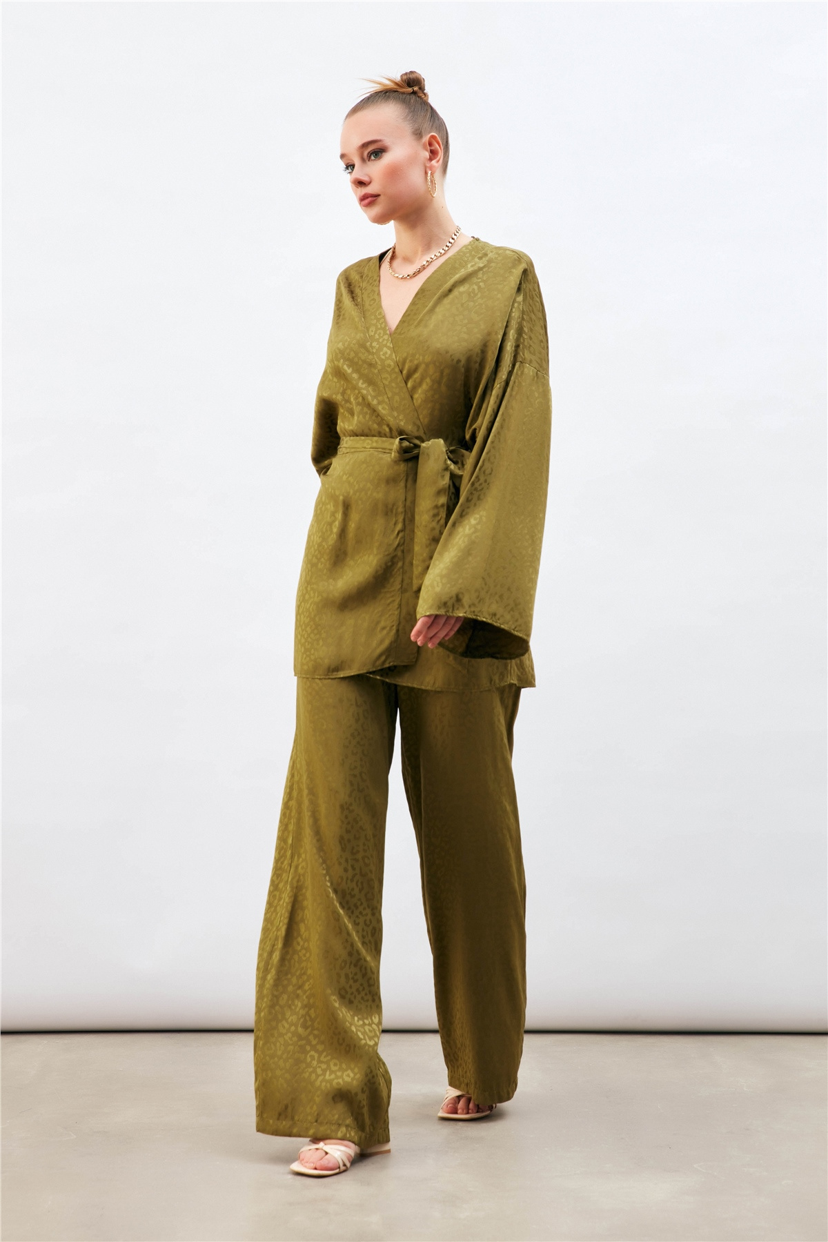 Jakarlı Leopar Pantolon - HAKİ