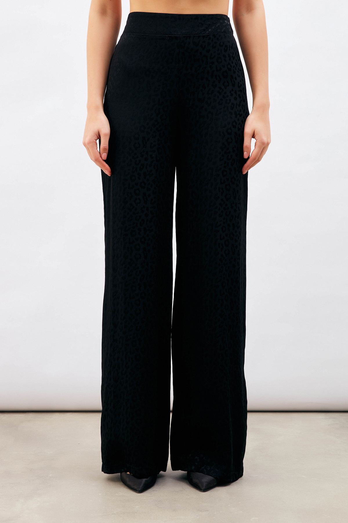 Jakarlı Leopar Pantolon - SİYAH