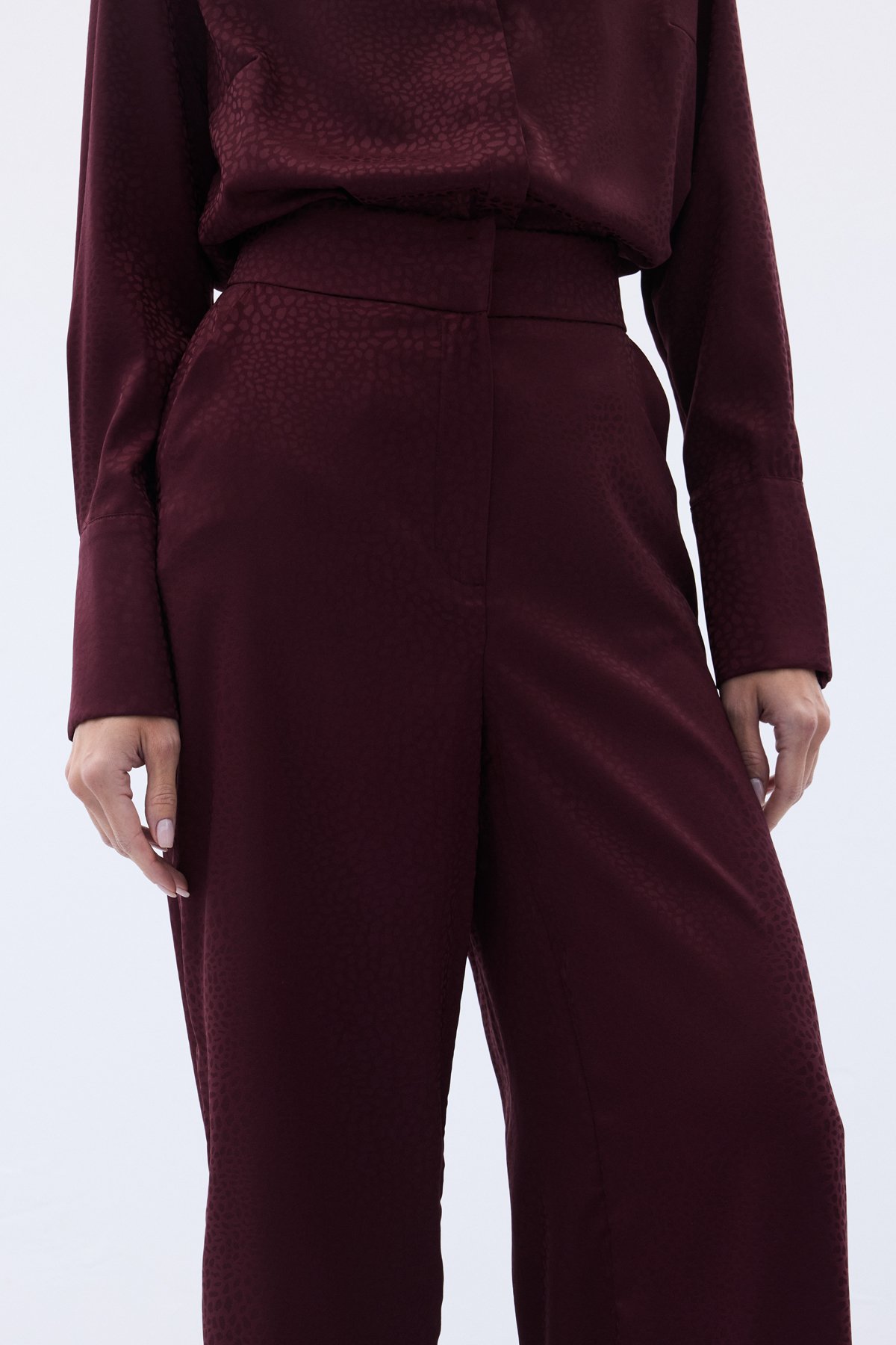 Jakarlı Pantolon - Bordo