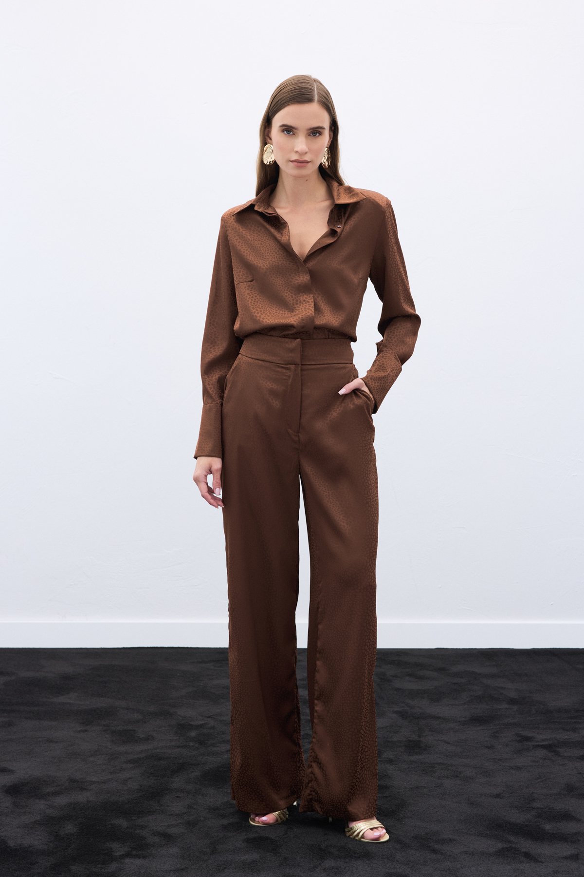 Jakarlı Pantolon - Kahve