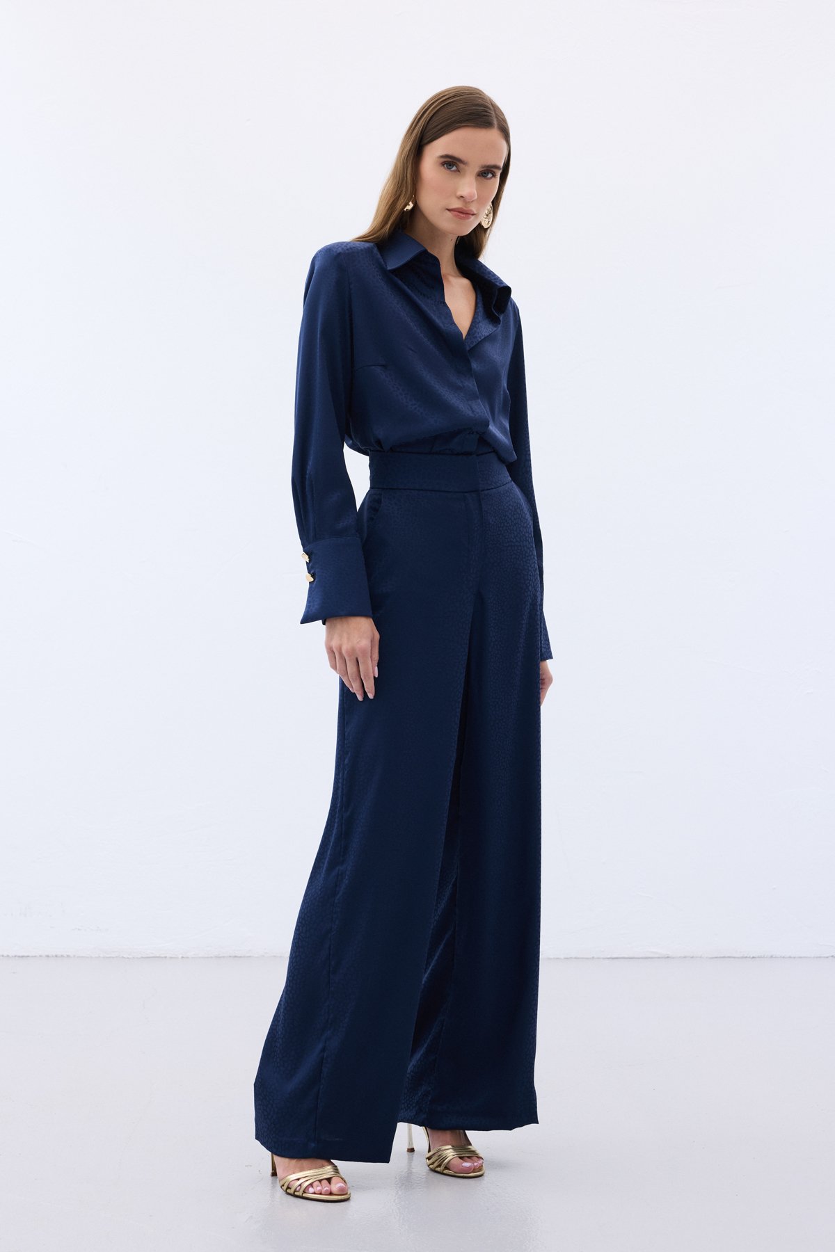 Jakarlı Pantolon - Lacivert