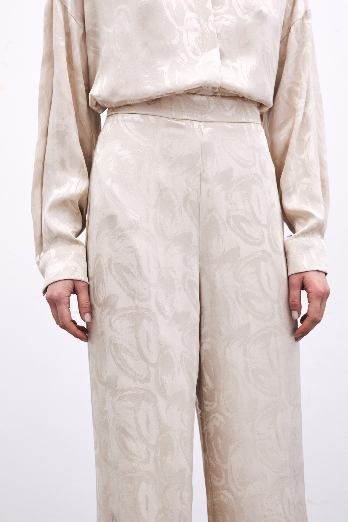 Jakarlı Salaş Pantolon - Bej