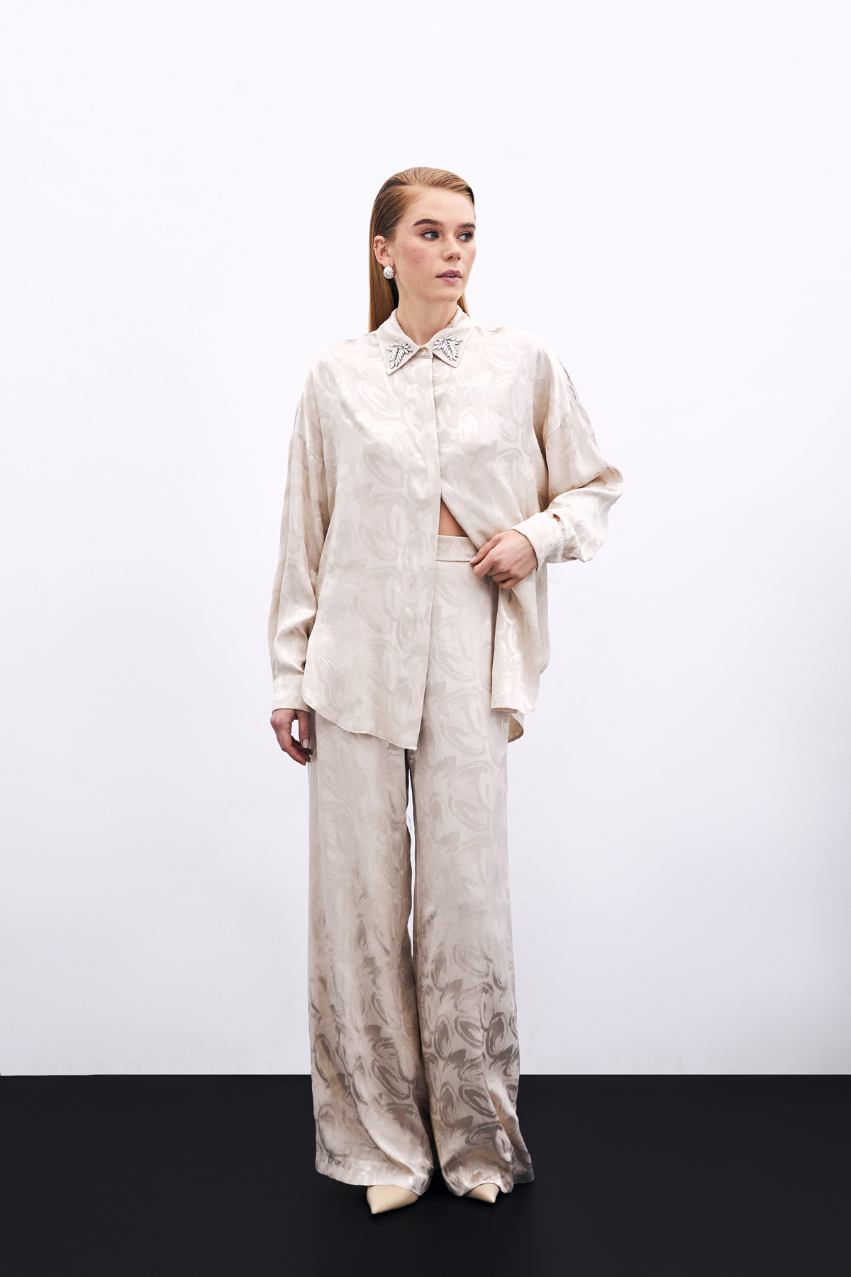 Jakarlı Salaş Pantolon - Bej