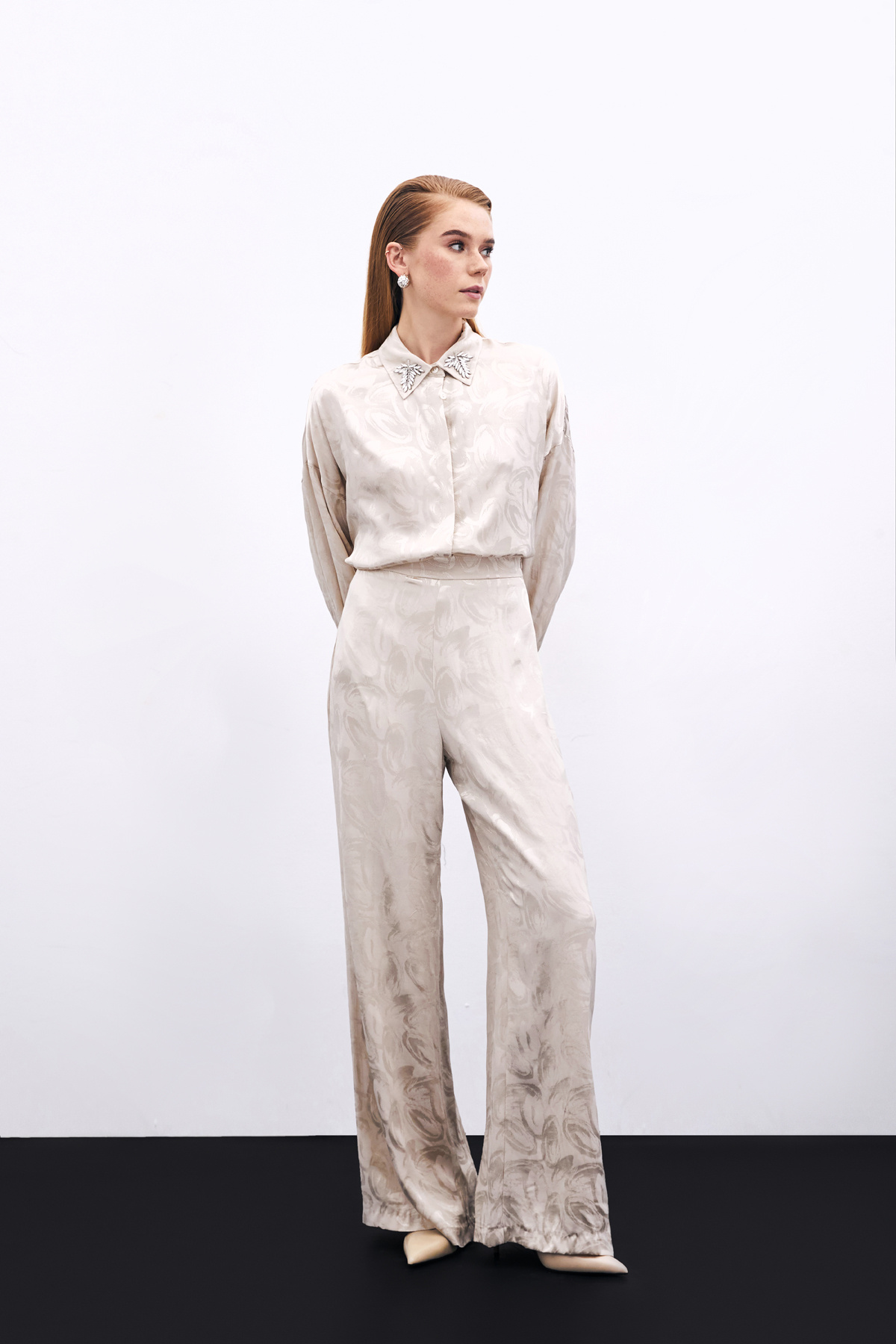 Jakarlı Salaş Pantolon - Bej