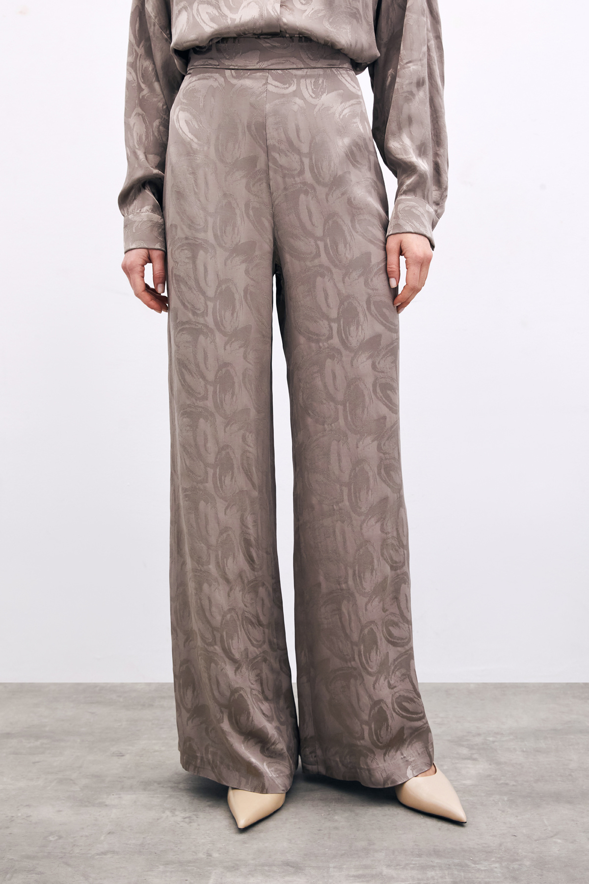 Jacquard Casual Trousers - Mınk
