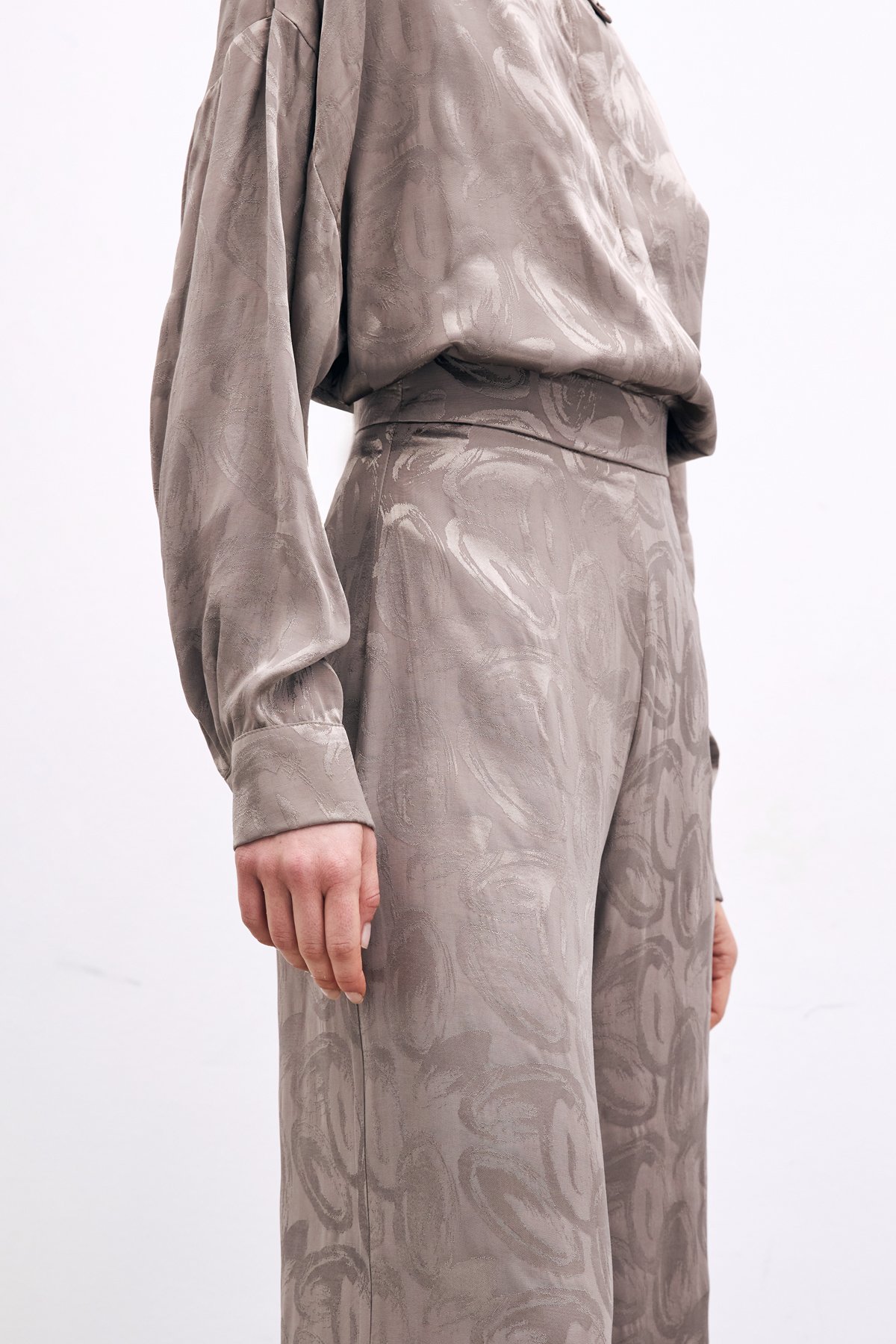 Jacquard Casual Trousers - Mınk