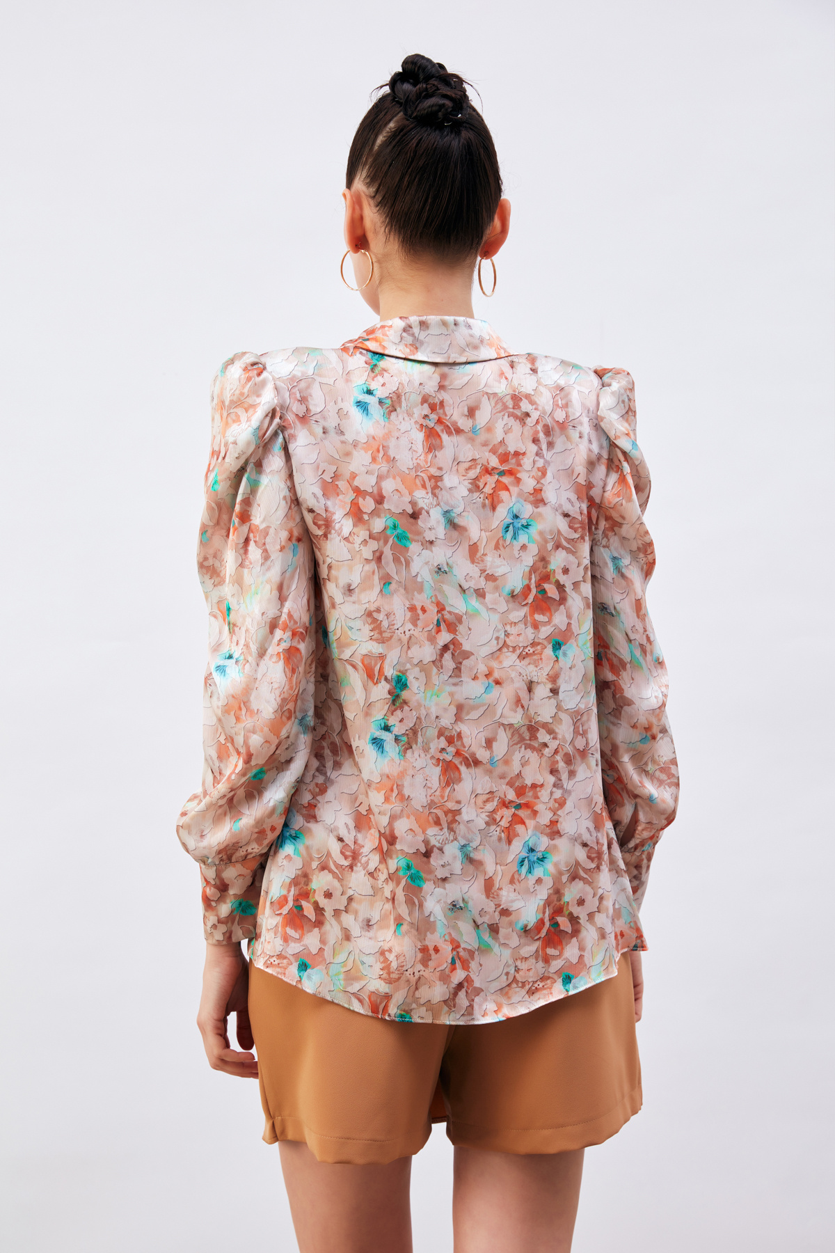 Kabarık Kollu Gömlek - KAHVE