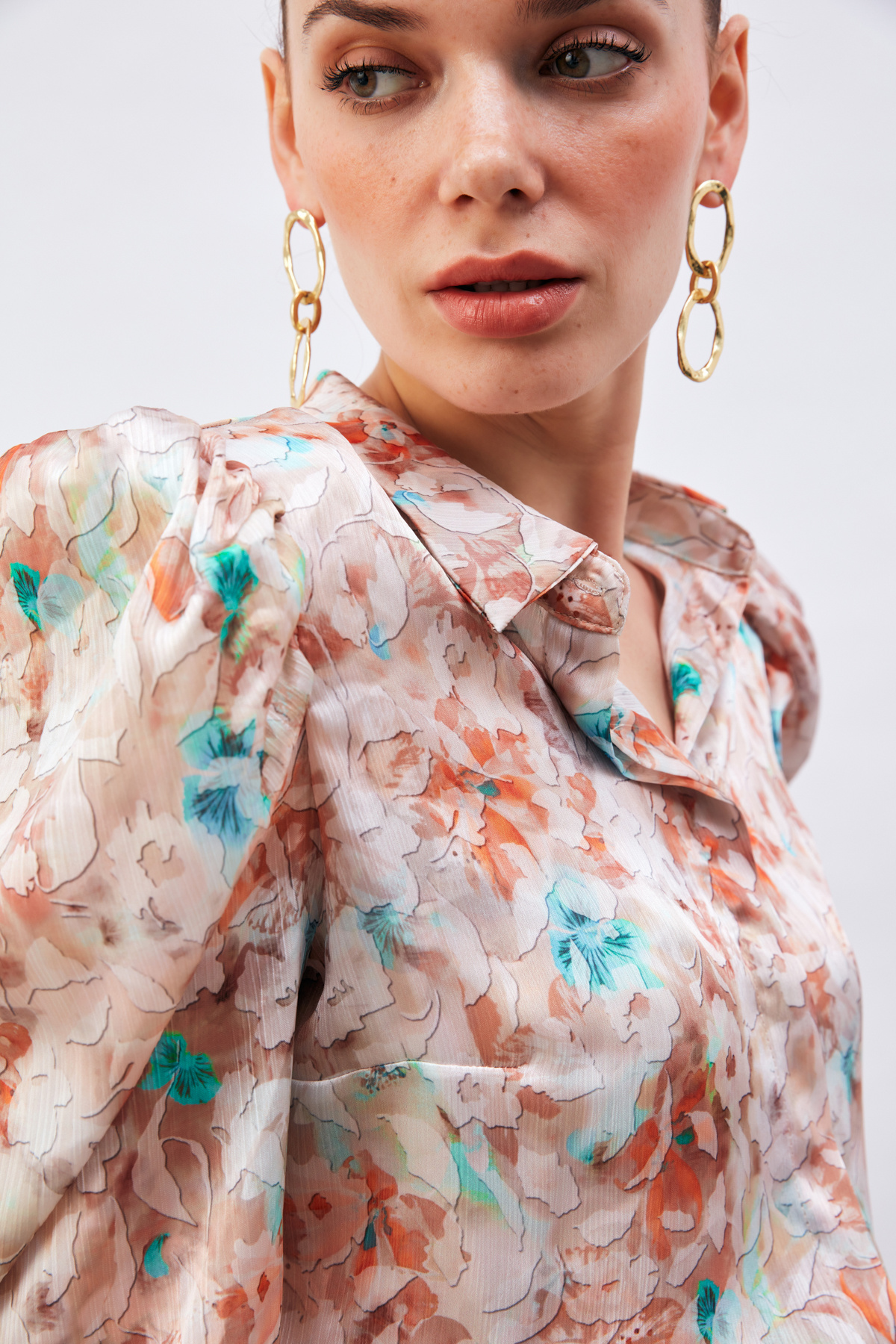 Kabarık Kollu Gömlek - KAHVE