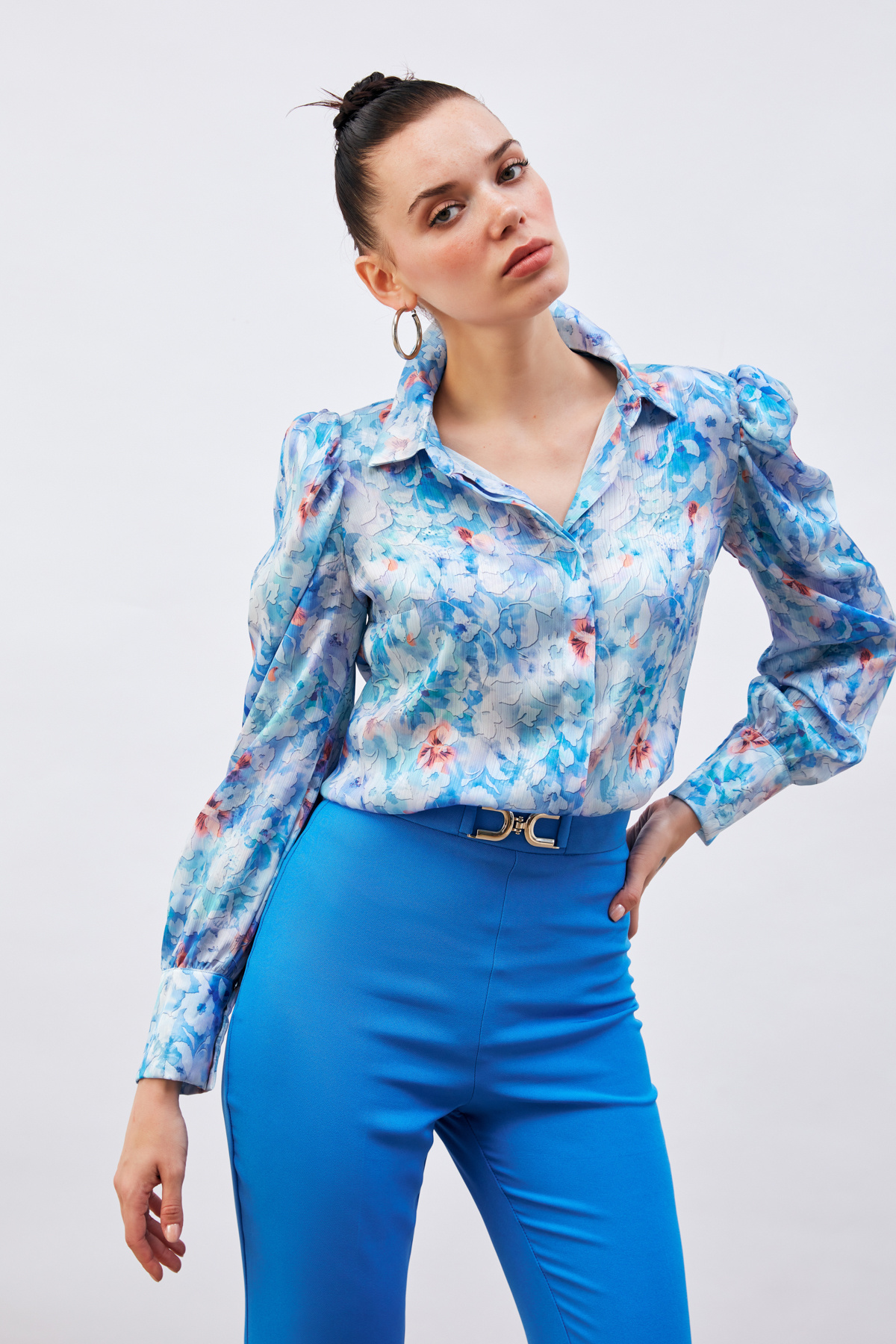 Kabarık Kollu Gömlek - MAVİ