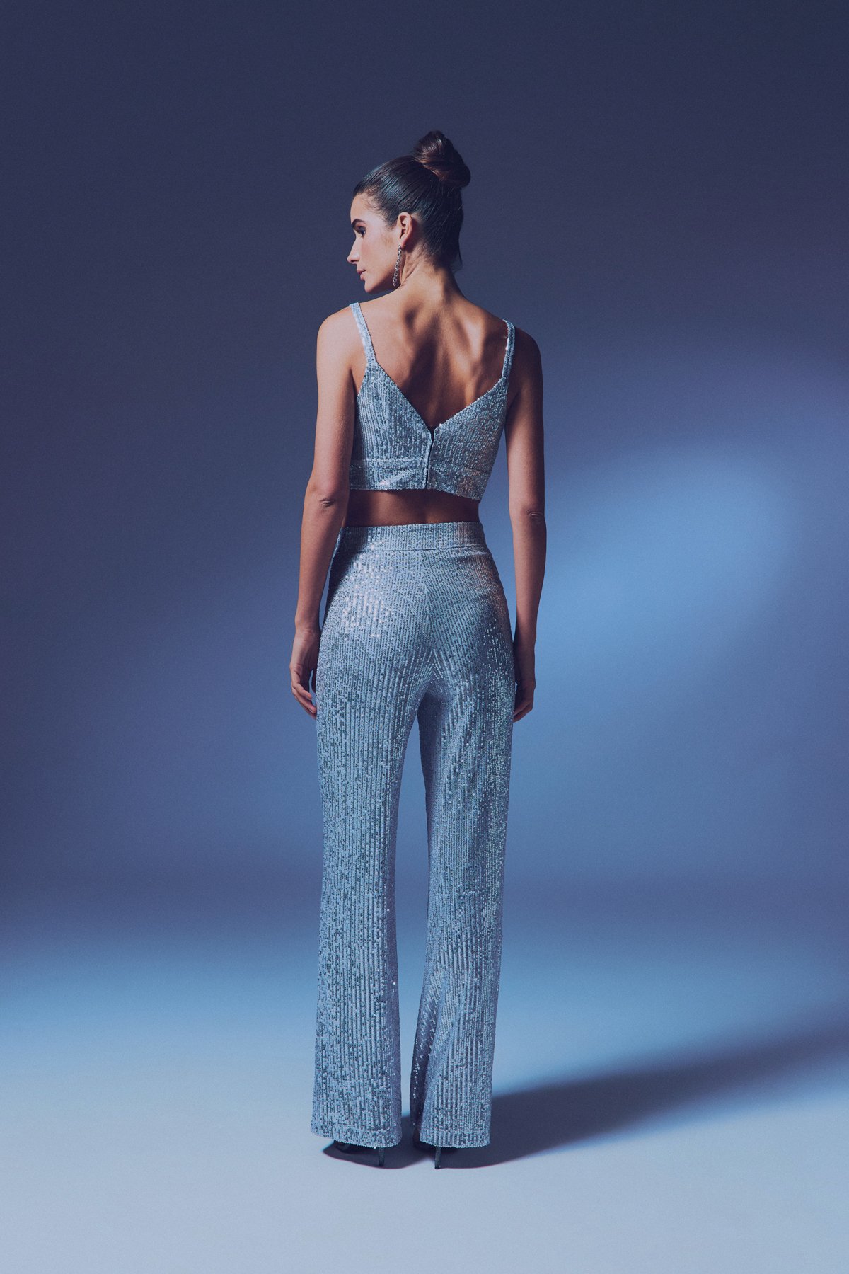 Kalın Askılı Payet Crop - GRİ