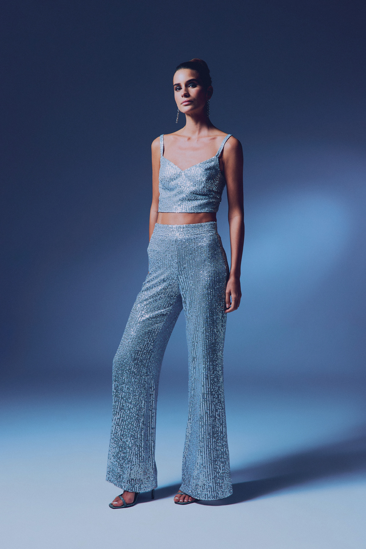 Kalın Askılı Payet Crop - GRİ