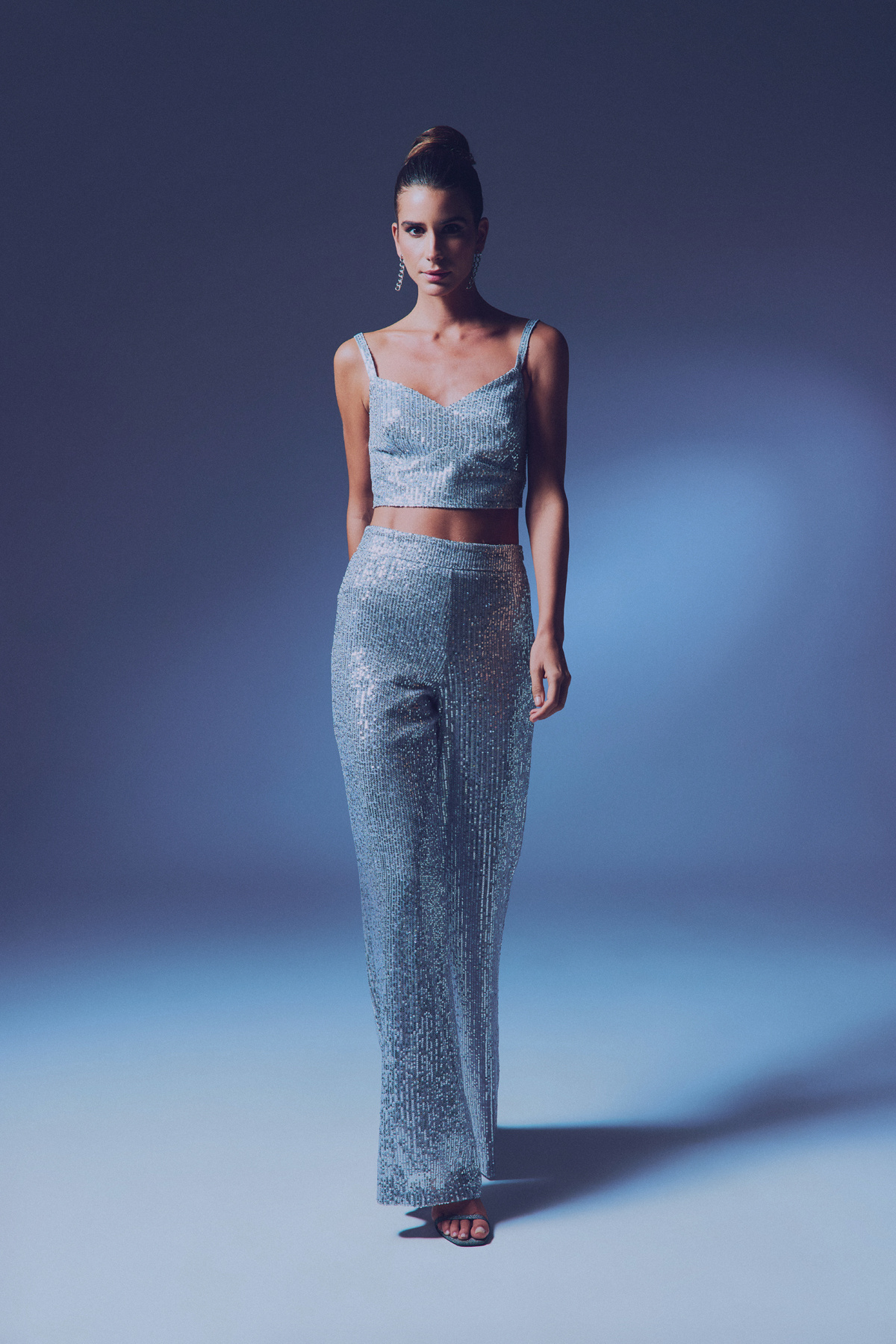 Kalın Askılı Payet Crop - GRİ