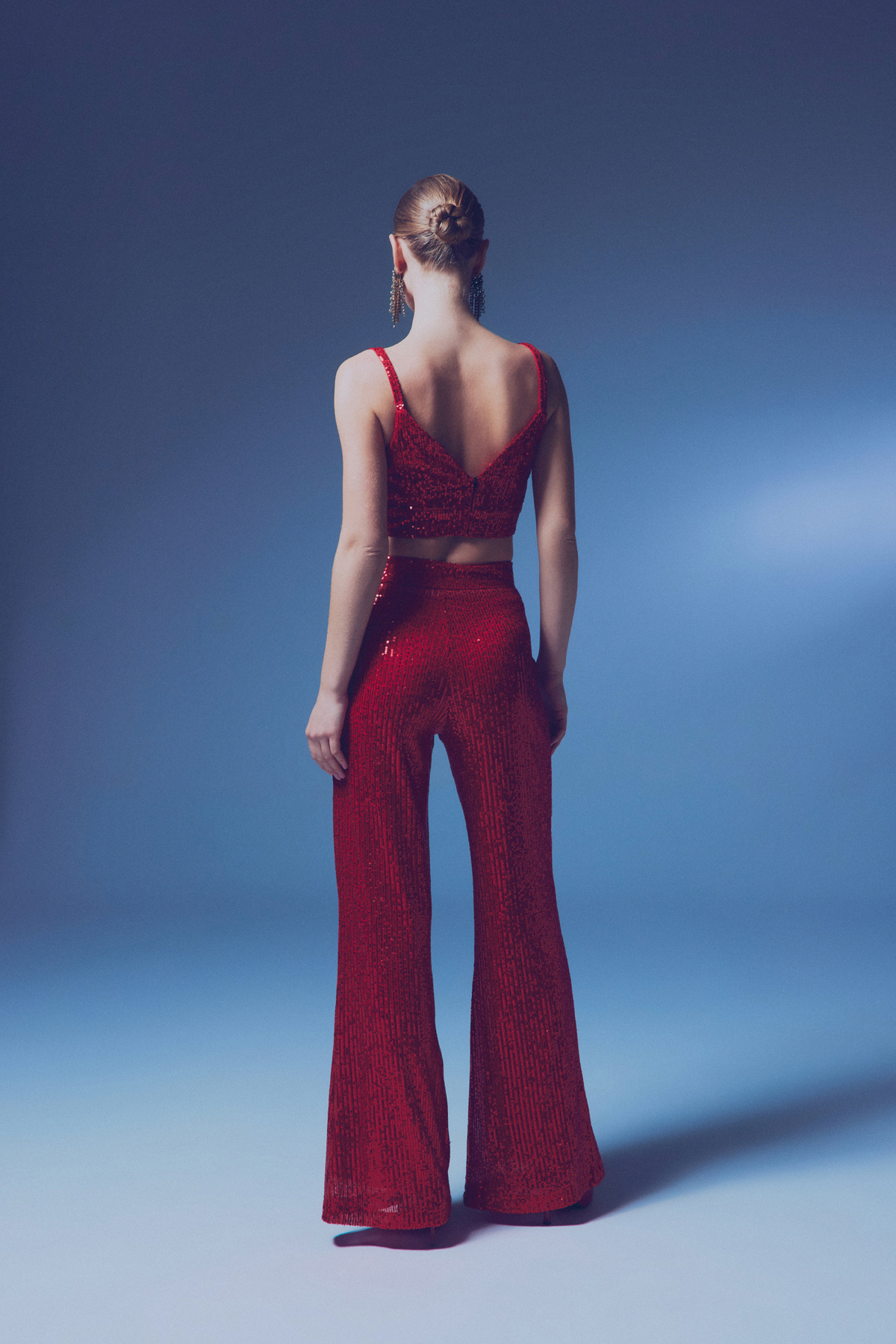 Kalın Askılı Payet Crop - KIRMIZI