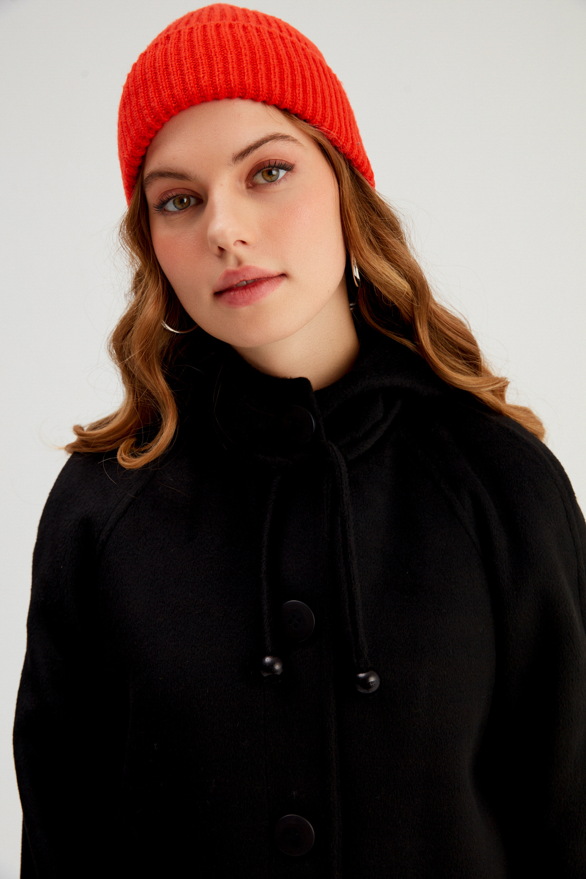 Hooded Loose Coat - BLACK