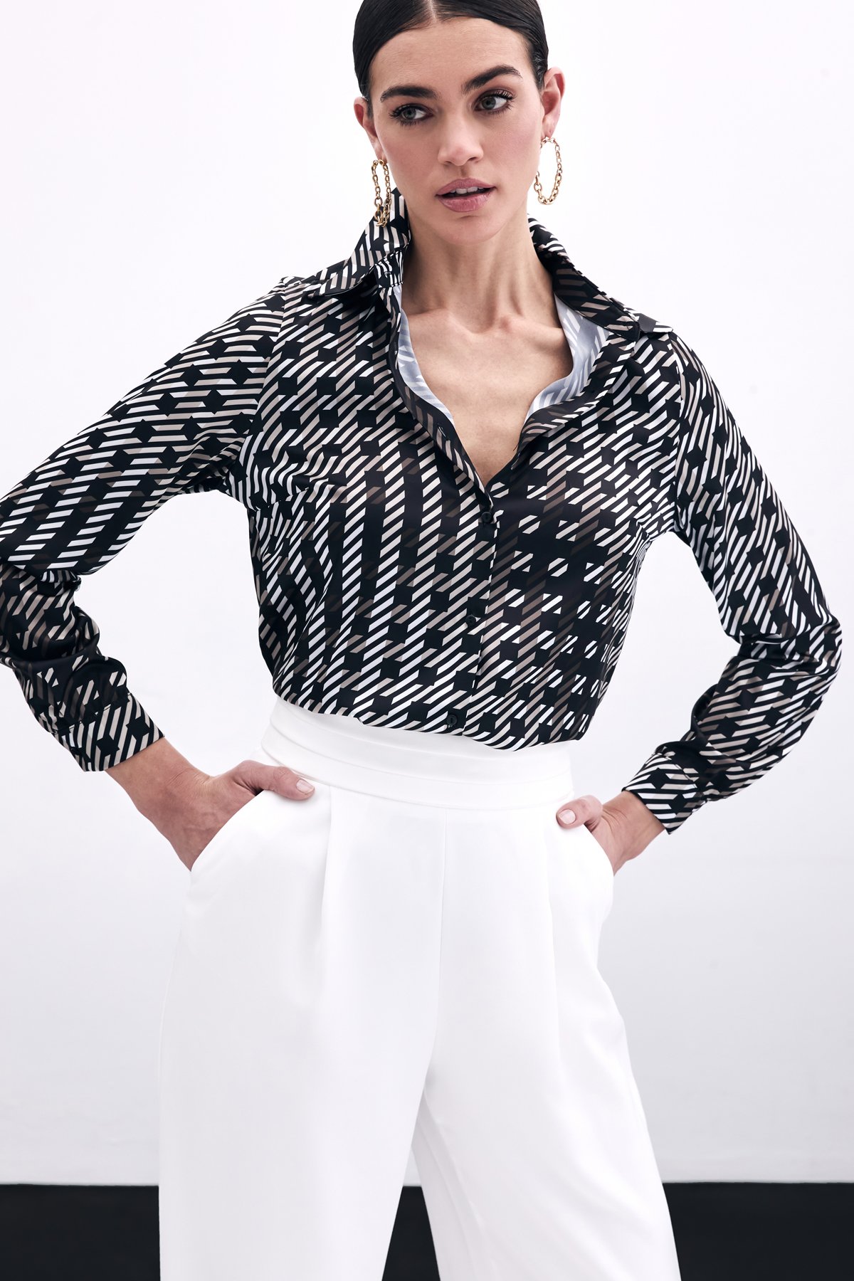 Kare Desenli Gömlek - Siyah