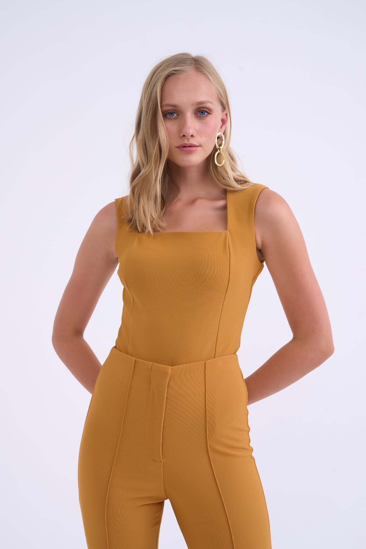 Square neck beatris bodysuit - MUSTARD