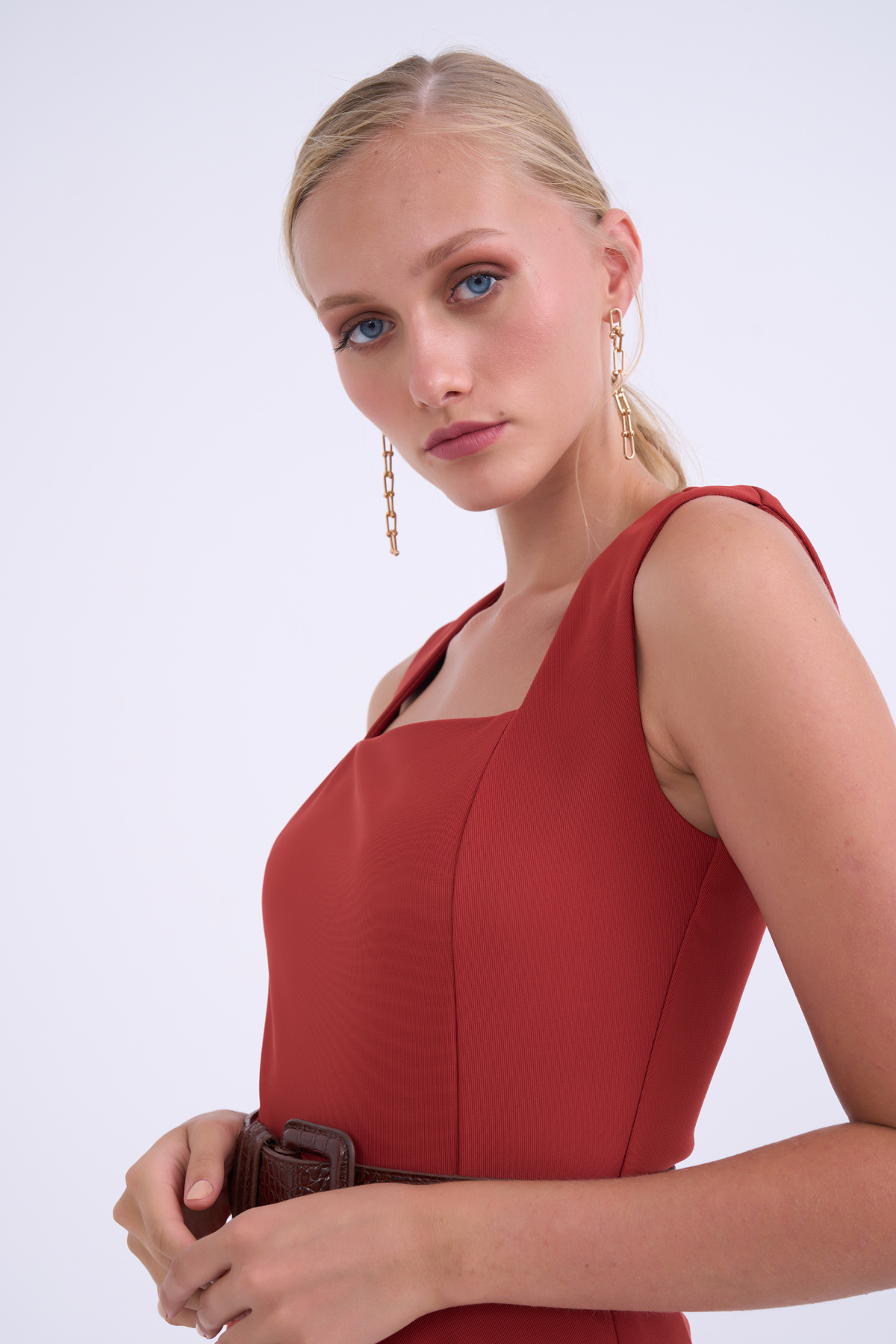 Square neck beatris bodysuit - TILE