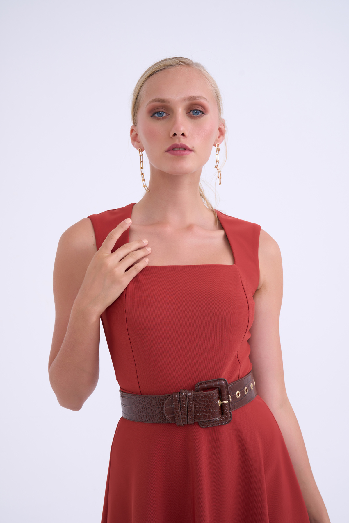 Square neck beatris bodysuit - TILE