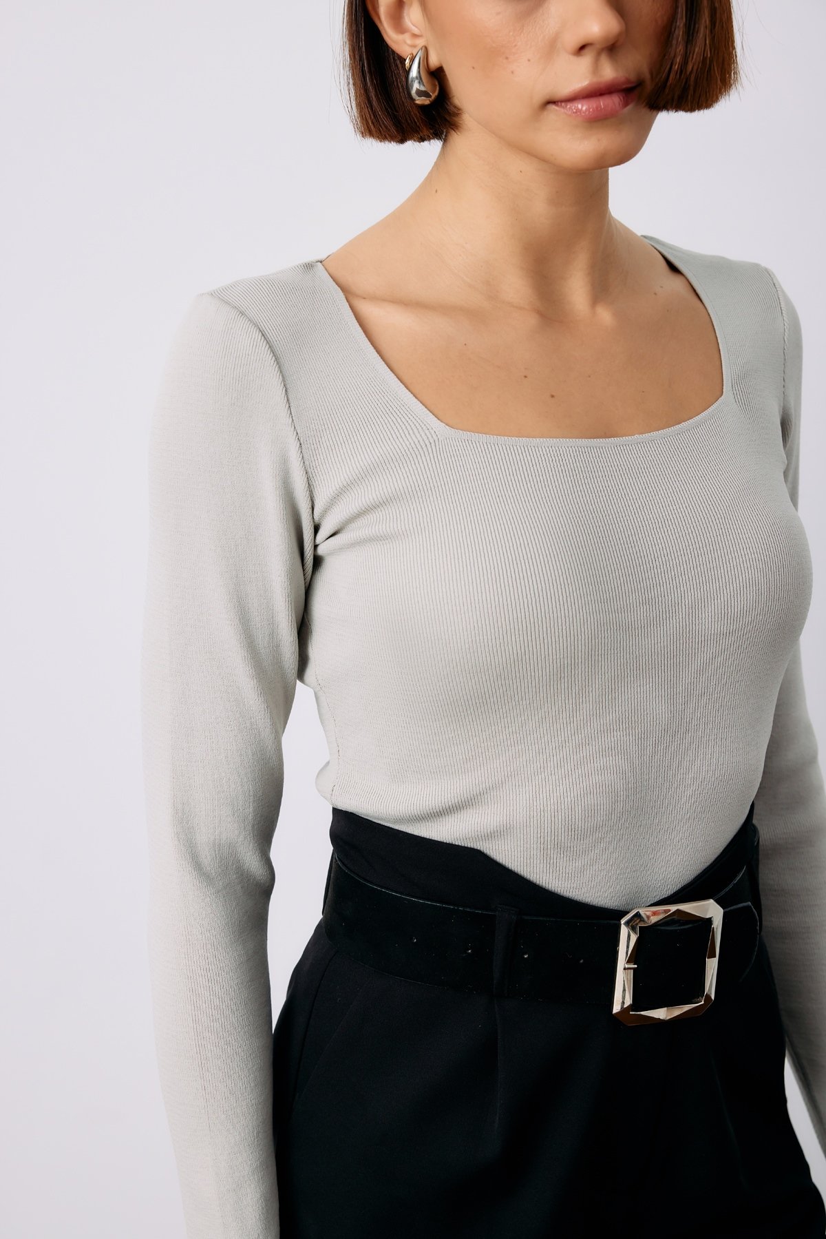 Kare Yaka Triko - GRİ