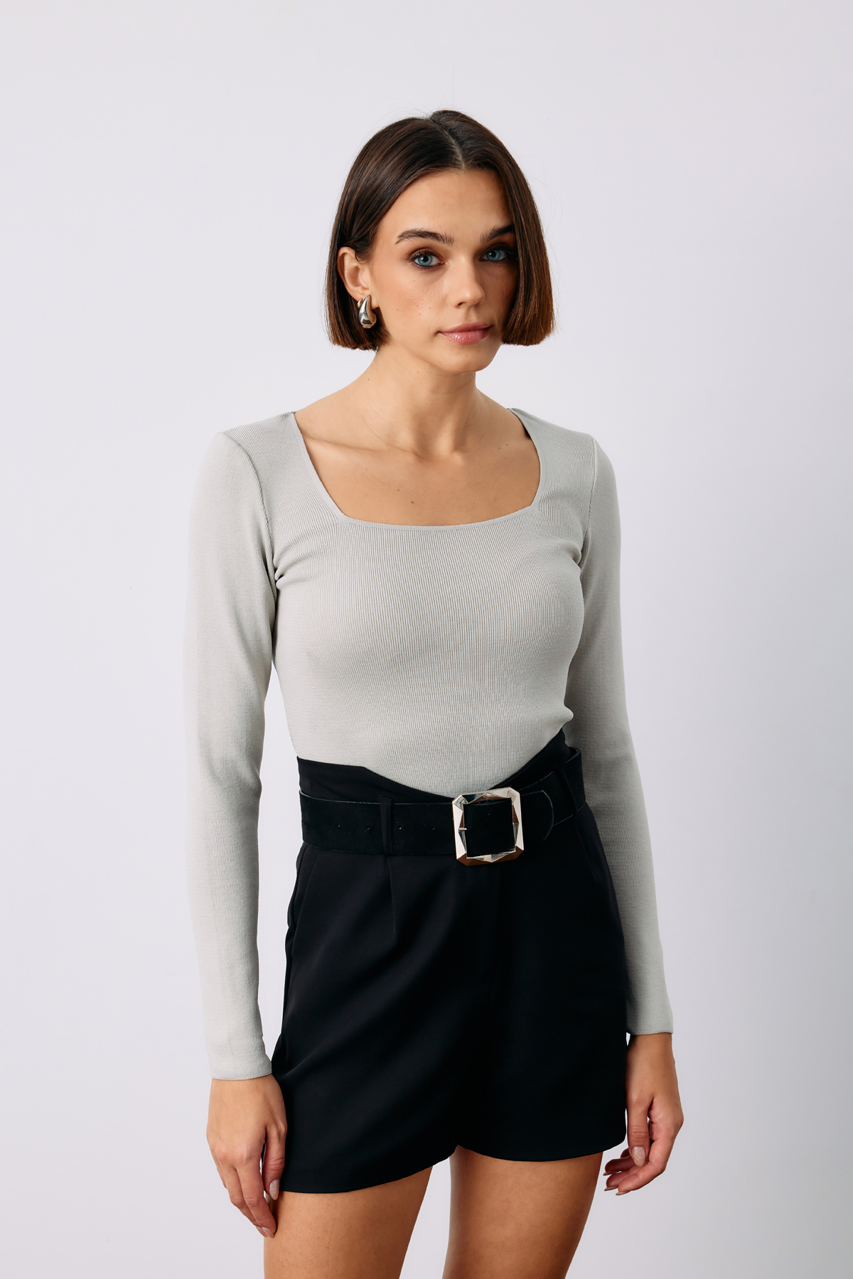 Kare Yaka Triko - GRİ