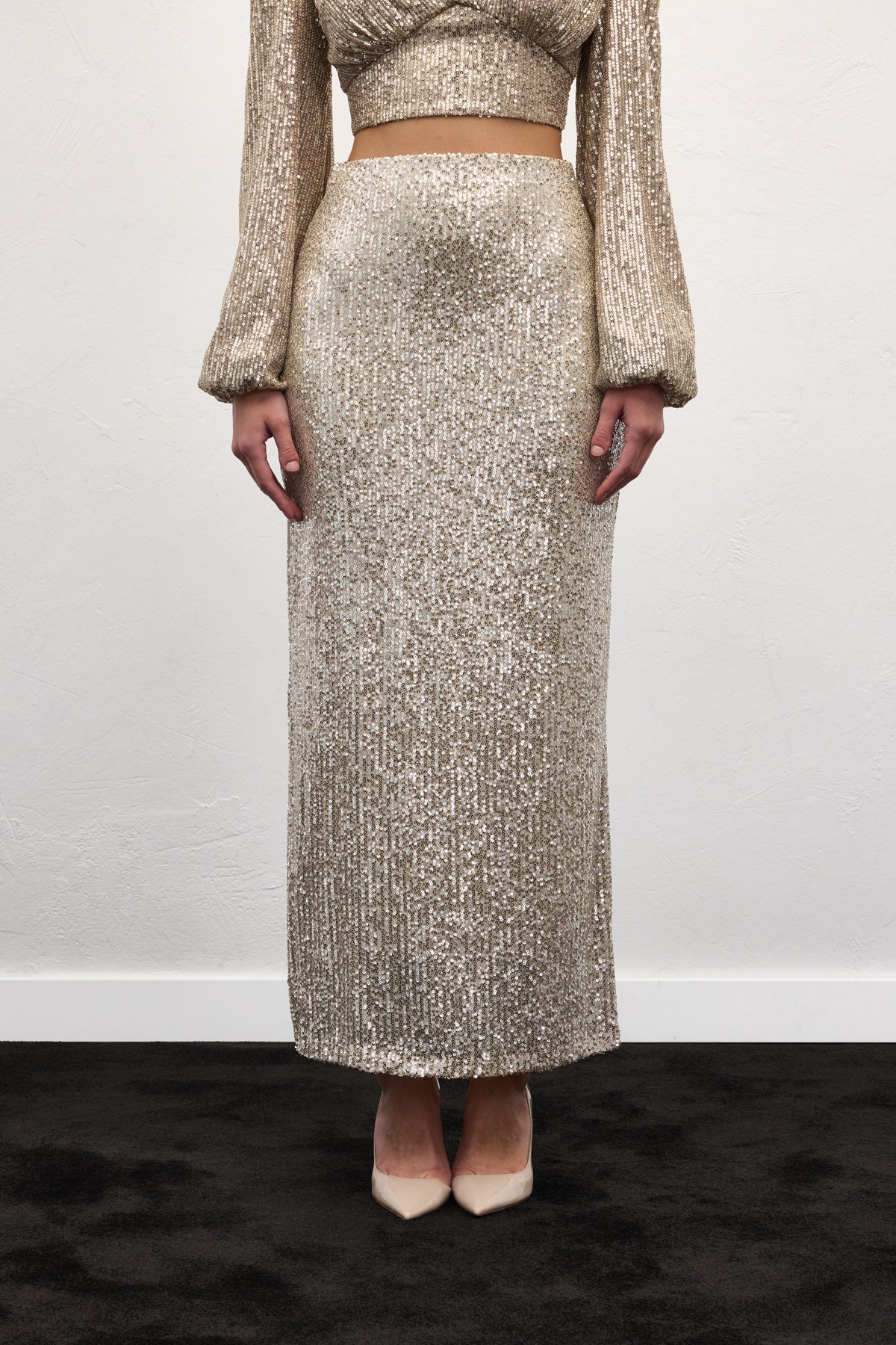 Caroline Midi Skirt - Beıge