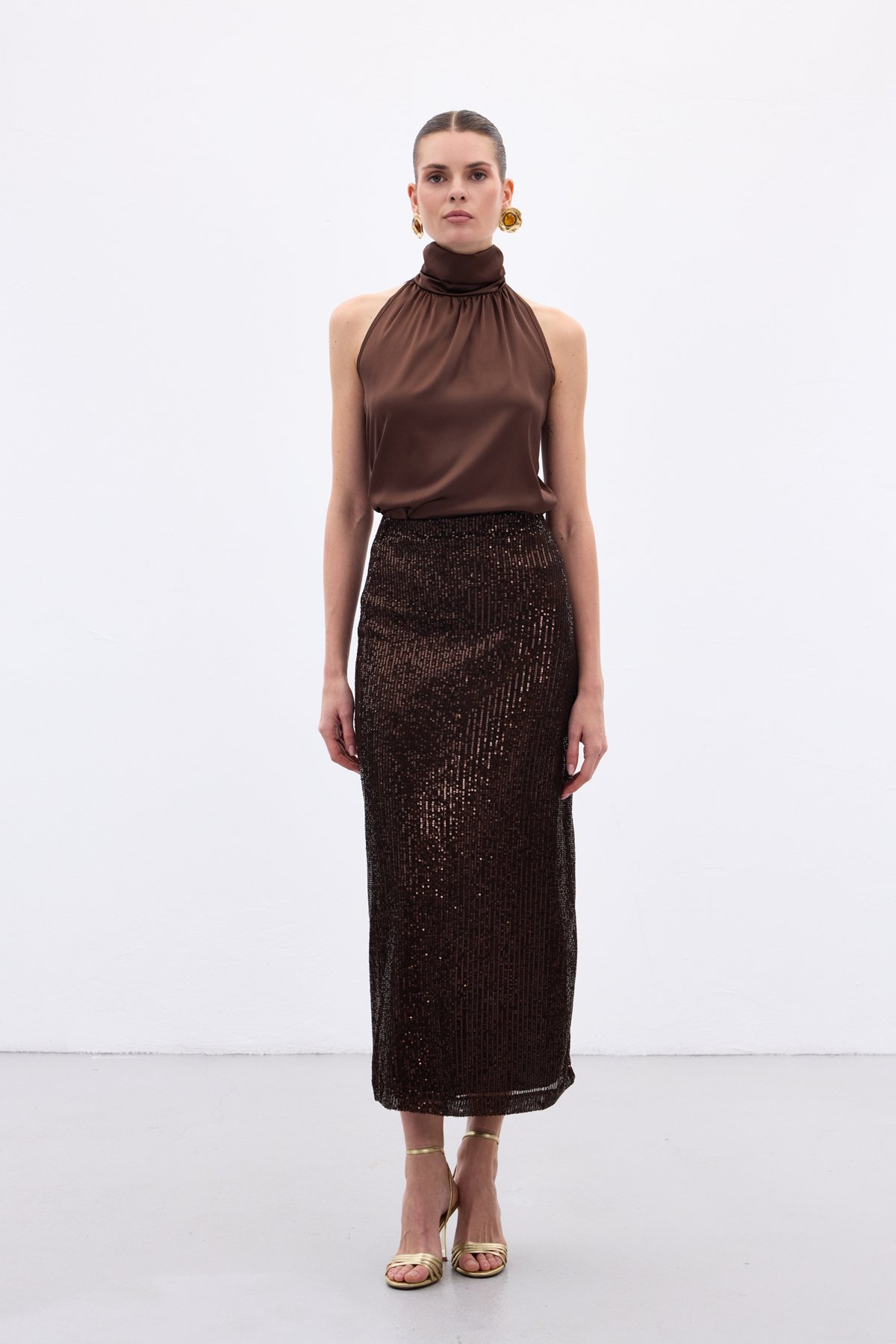 Karolin Midi Etek - Kahve