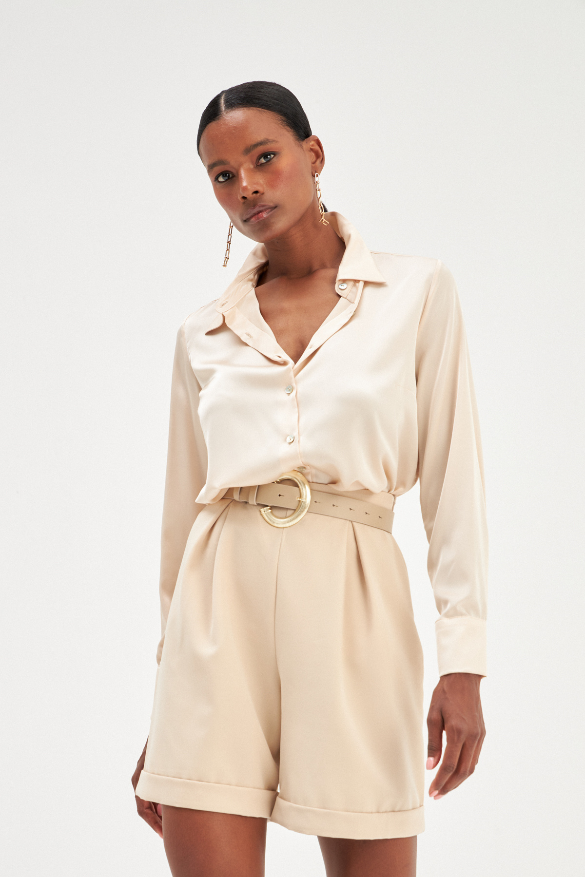 Kat Detaylı Salaş Şort - TAŞ