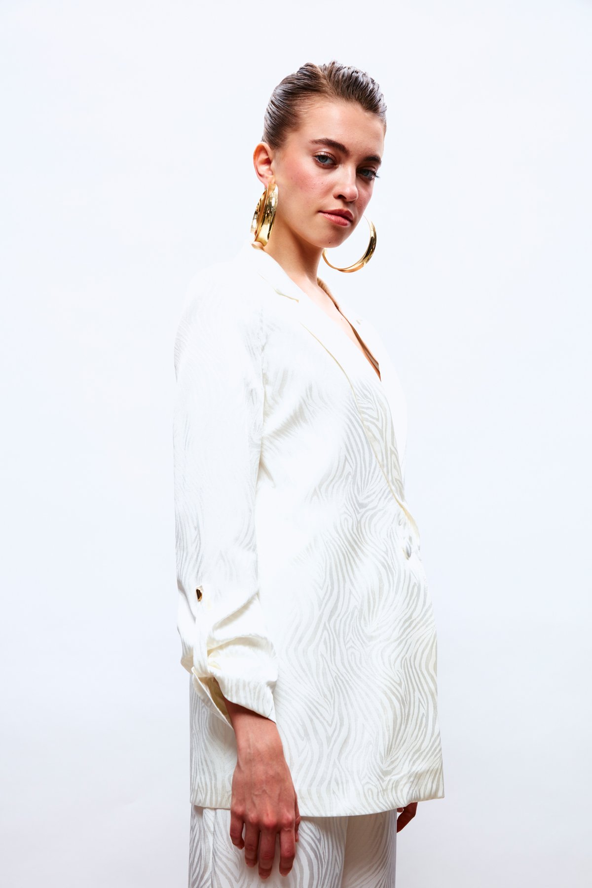 Katlanabilir Kol Detaylı Ceket - EKRU