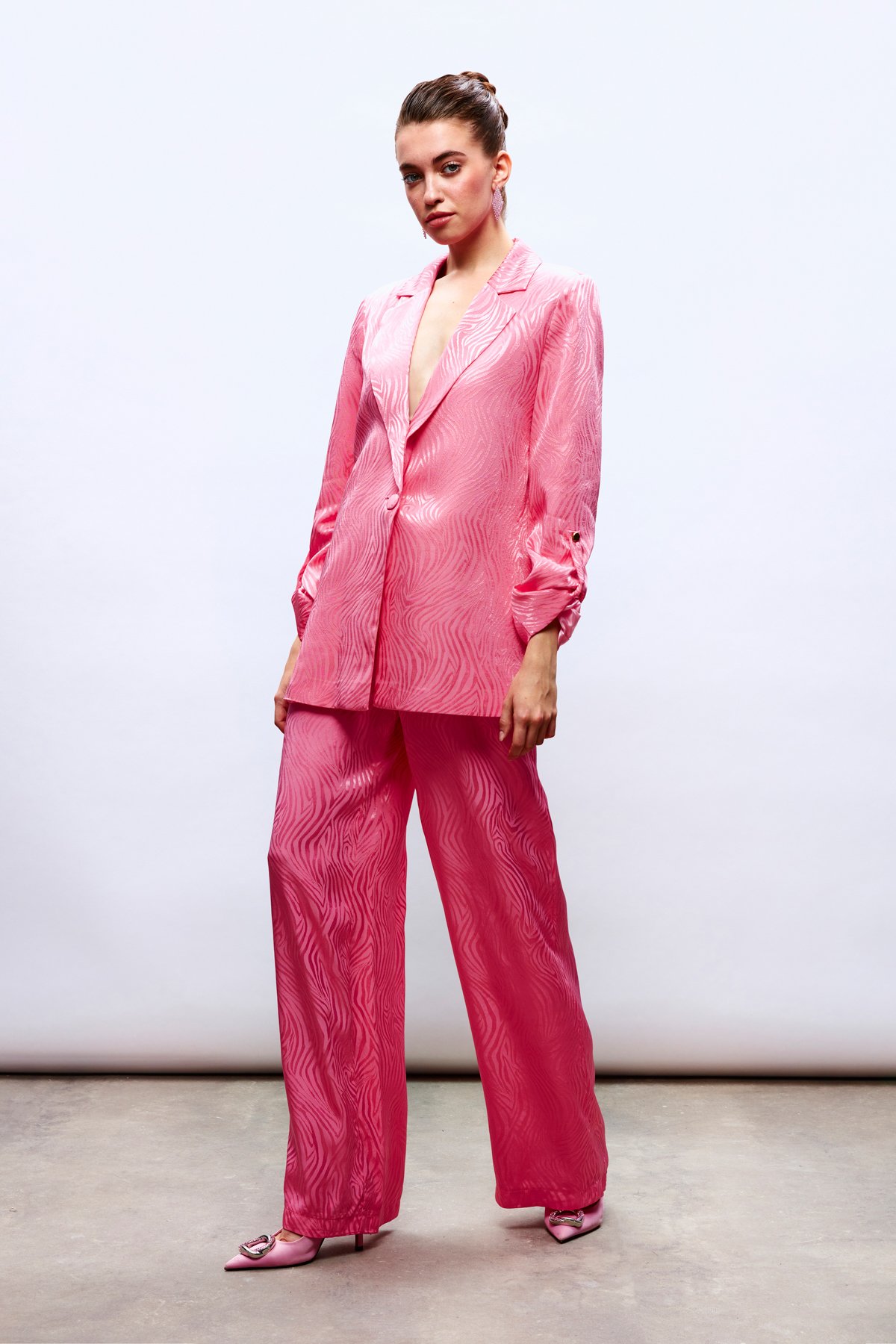 Katlanabilir Kol Detaylı Ceket - PEMBE