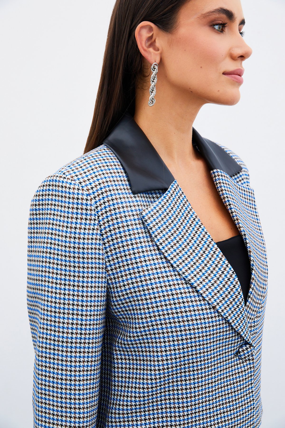 Kazayağı Crop Ceket - MAVİ